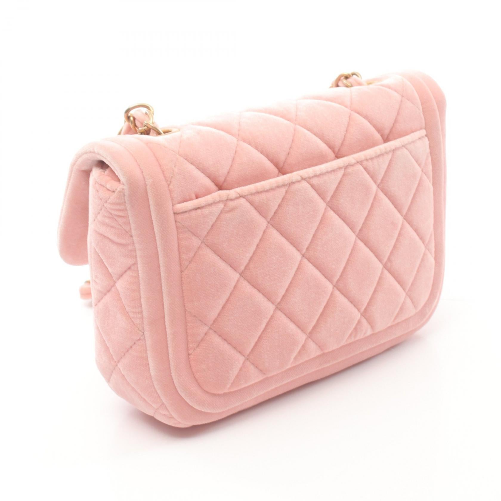 Chanel Fabric Matelasse Shoulder Bag Pink