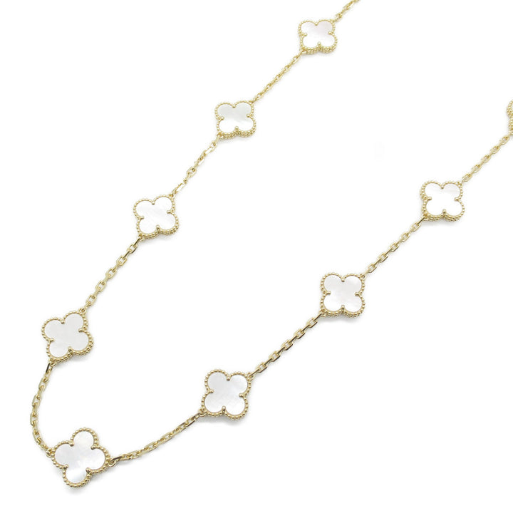 Van Cleef & Arpels Vintage Alhambra Long Necklace 20 Motifs K18 Yellow Gold Mother of Pearl