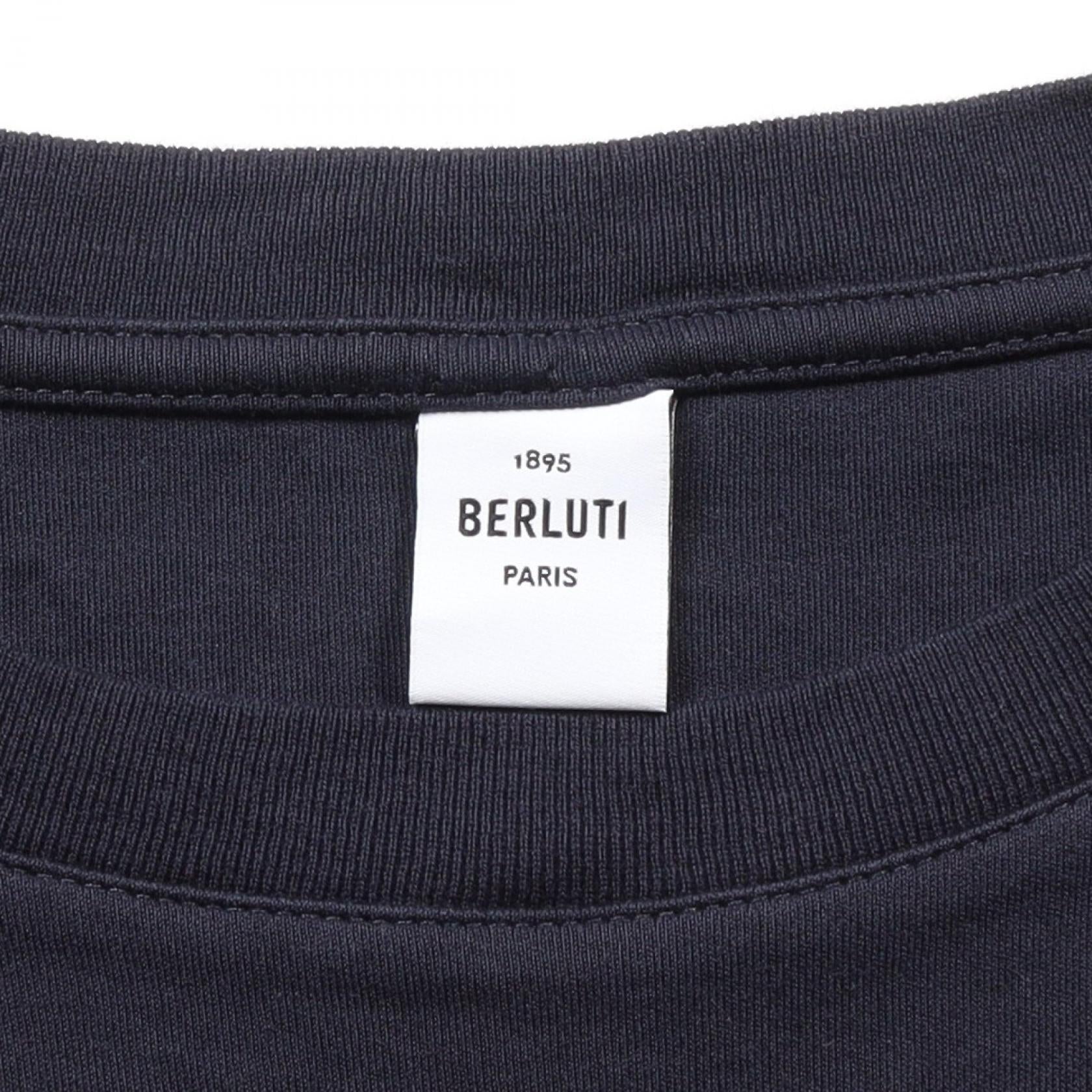 Berluti Suede Effect Cotton T-Shirt Navy