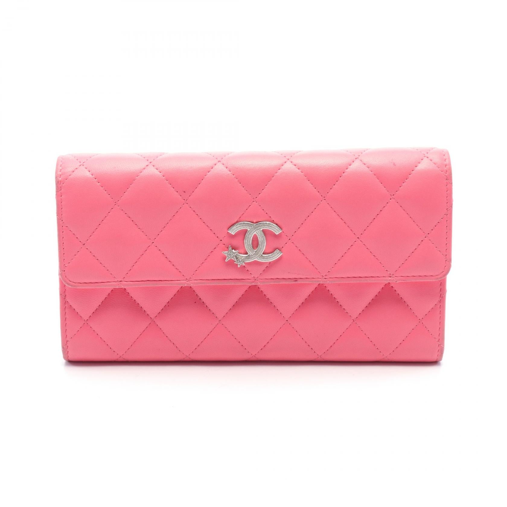 Chanel Matelasse Leather Bifold Wallet Pink