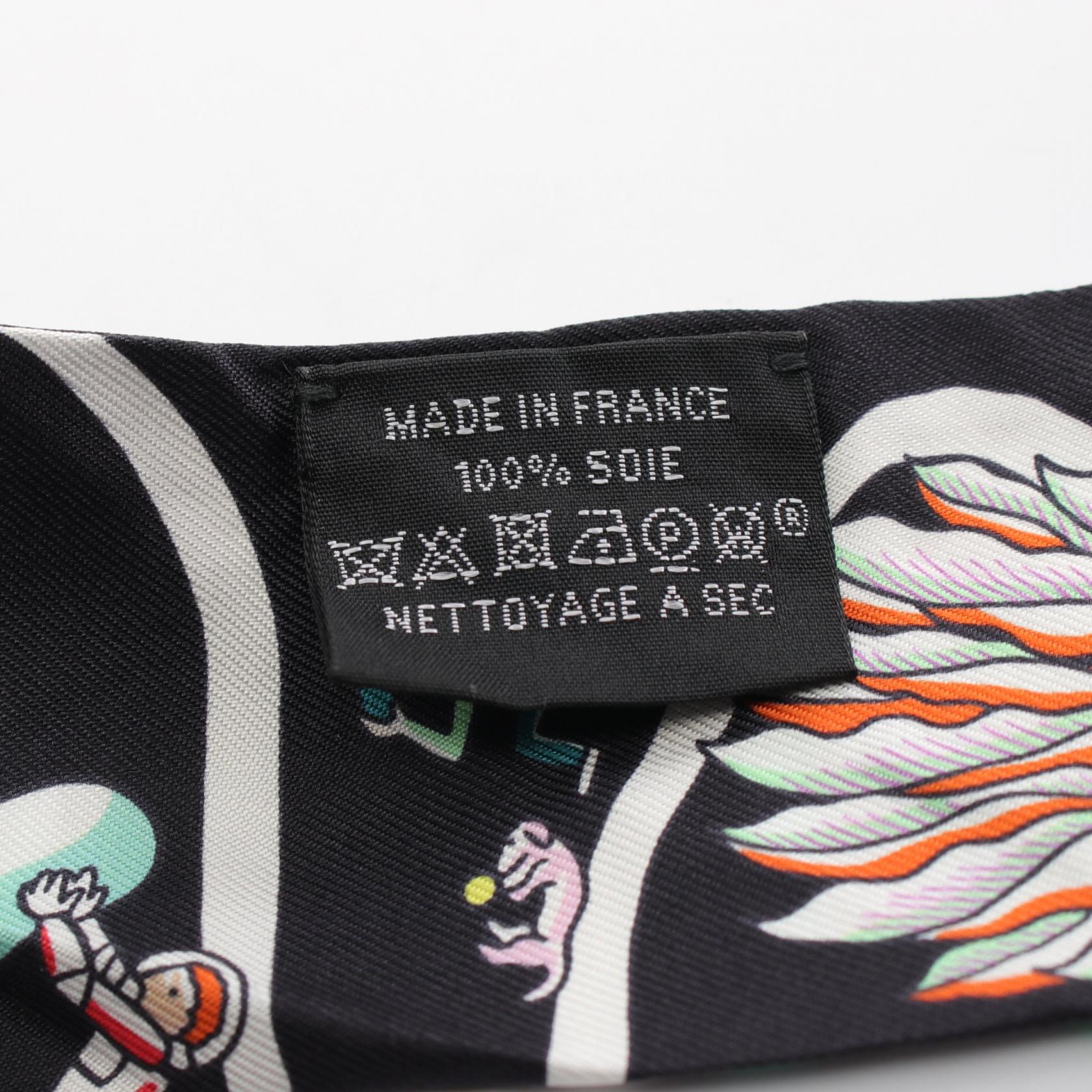 Hermes Silk Twilly Scarf Black Multicolor