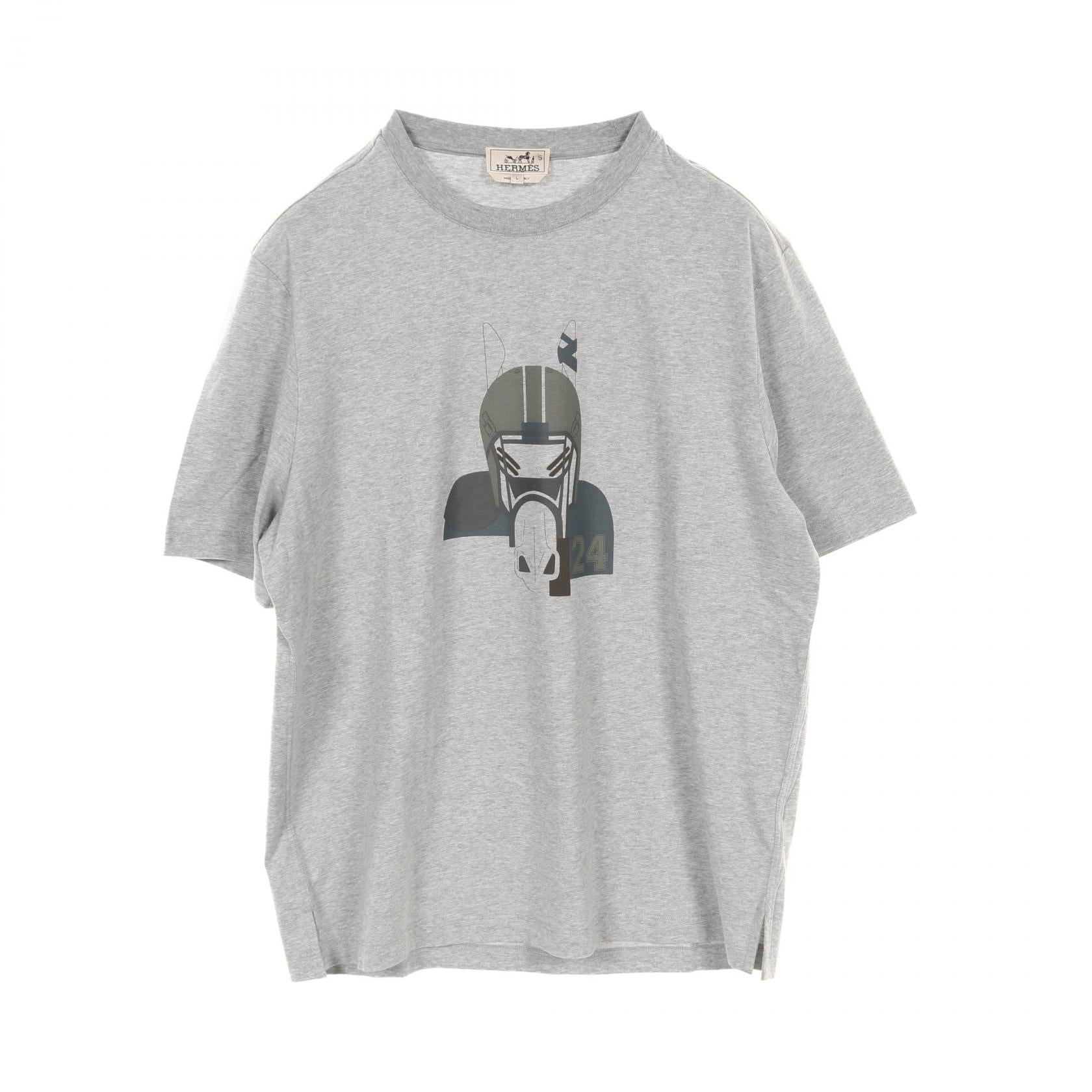 Hermes Quarterb'H Cotton T-Shirt Gray