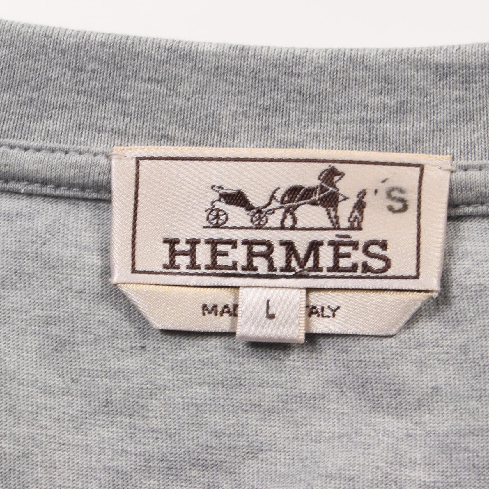 Hermes Quarterb'H Cotton T-Shirt Gray