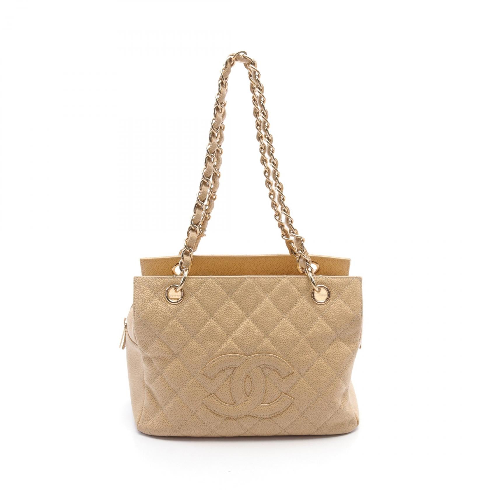 Chanel Matelasse GST Tote Bag Beige Leather