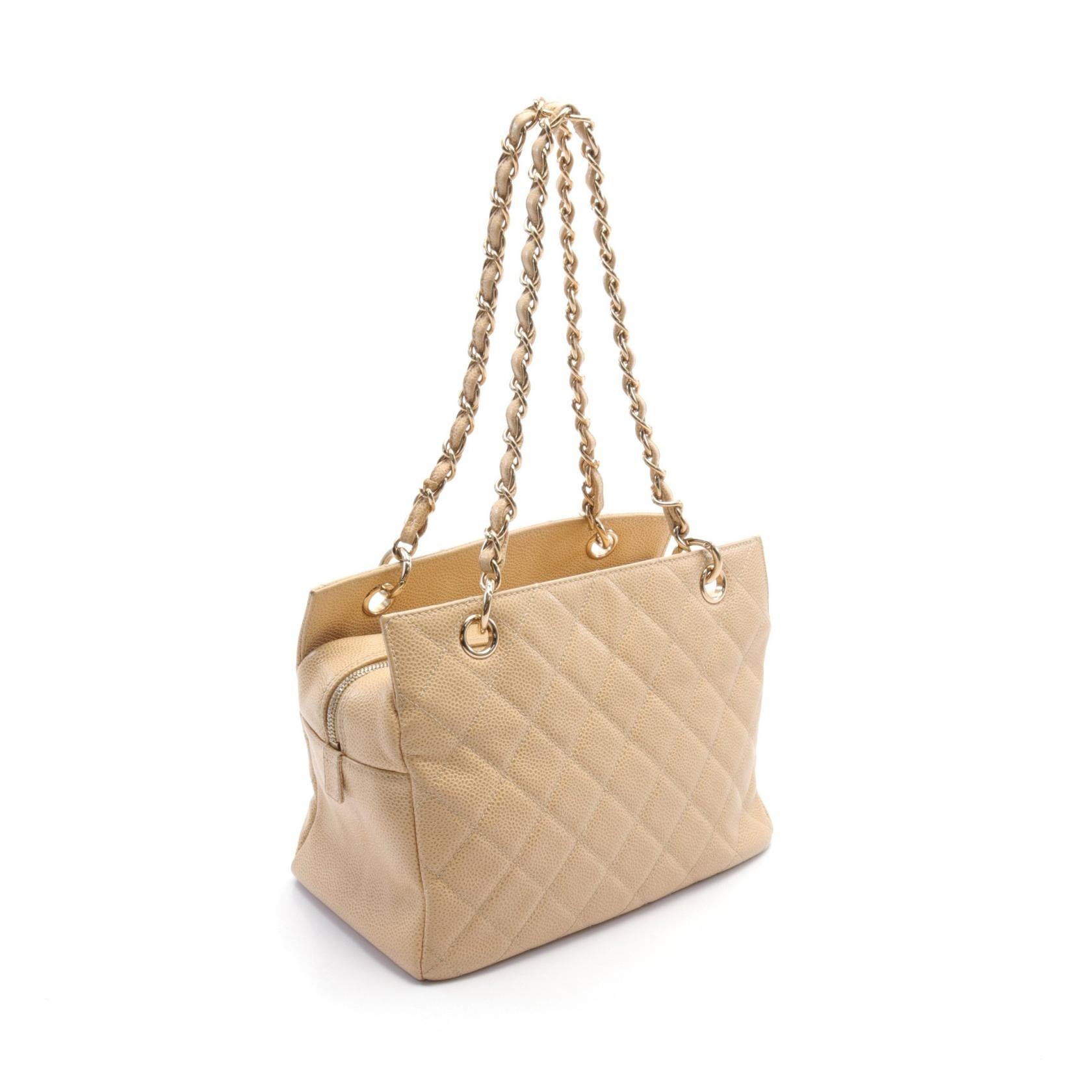 Chanel Matelasse GST Tote Bag Beige Leather