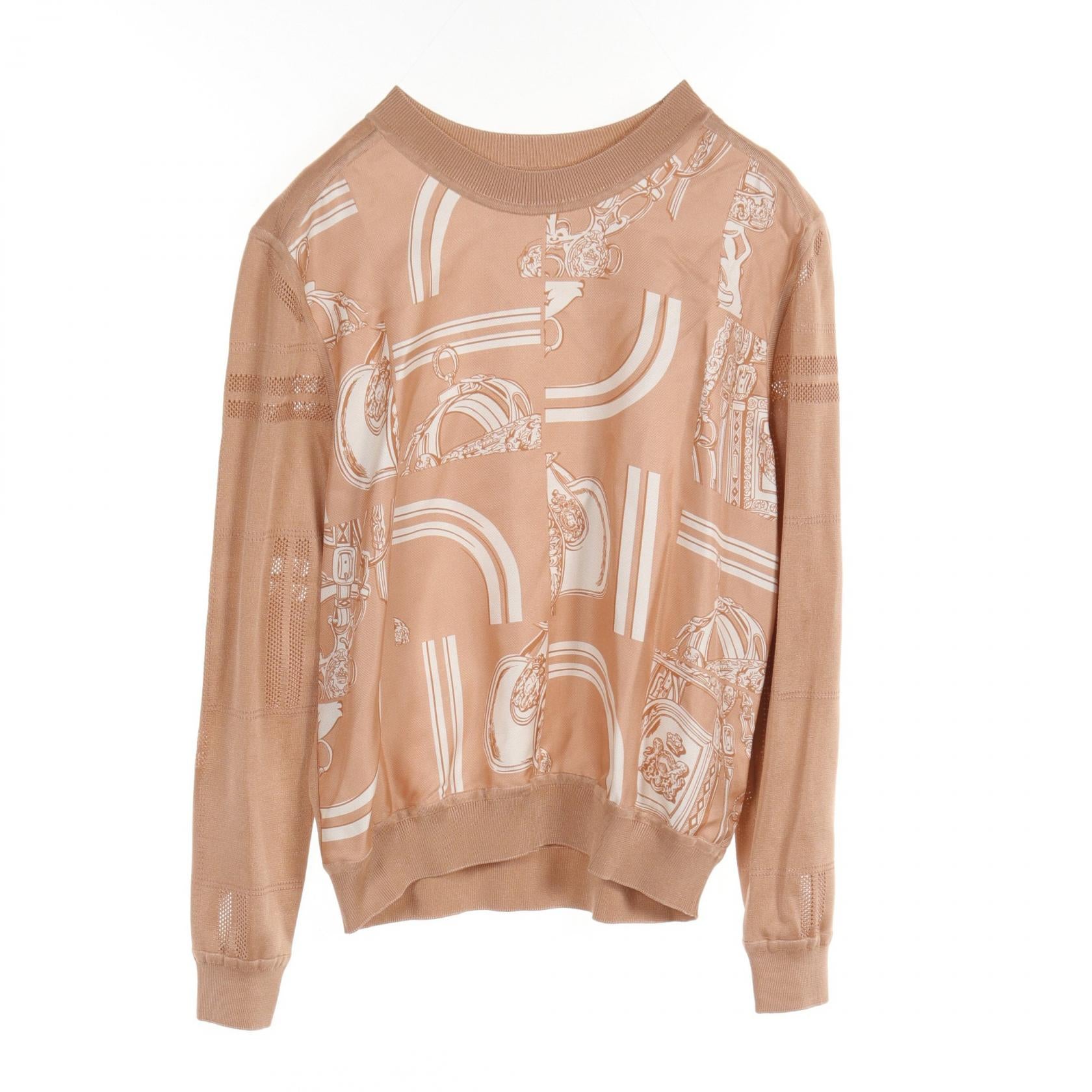 Hermes Silk Knit Top Brown/Ivory