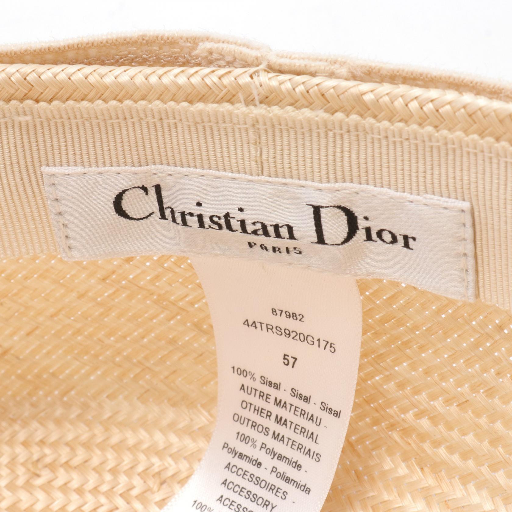 Dior Canvas Straw Travel Cap Hat