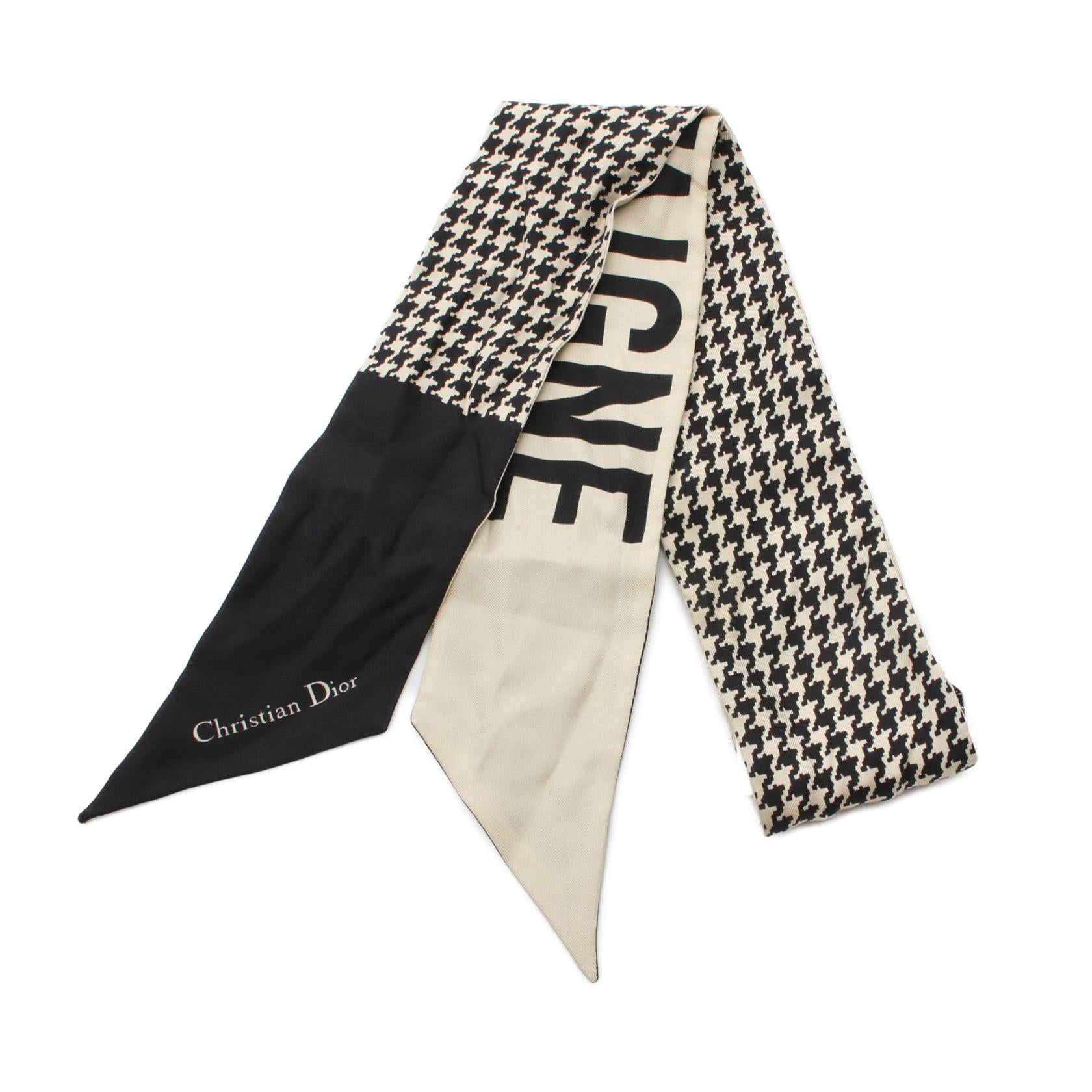 Christian Dior Silk Mitzah Scarf Beige/Black