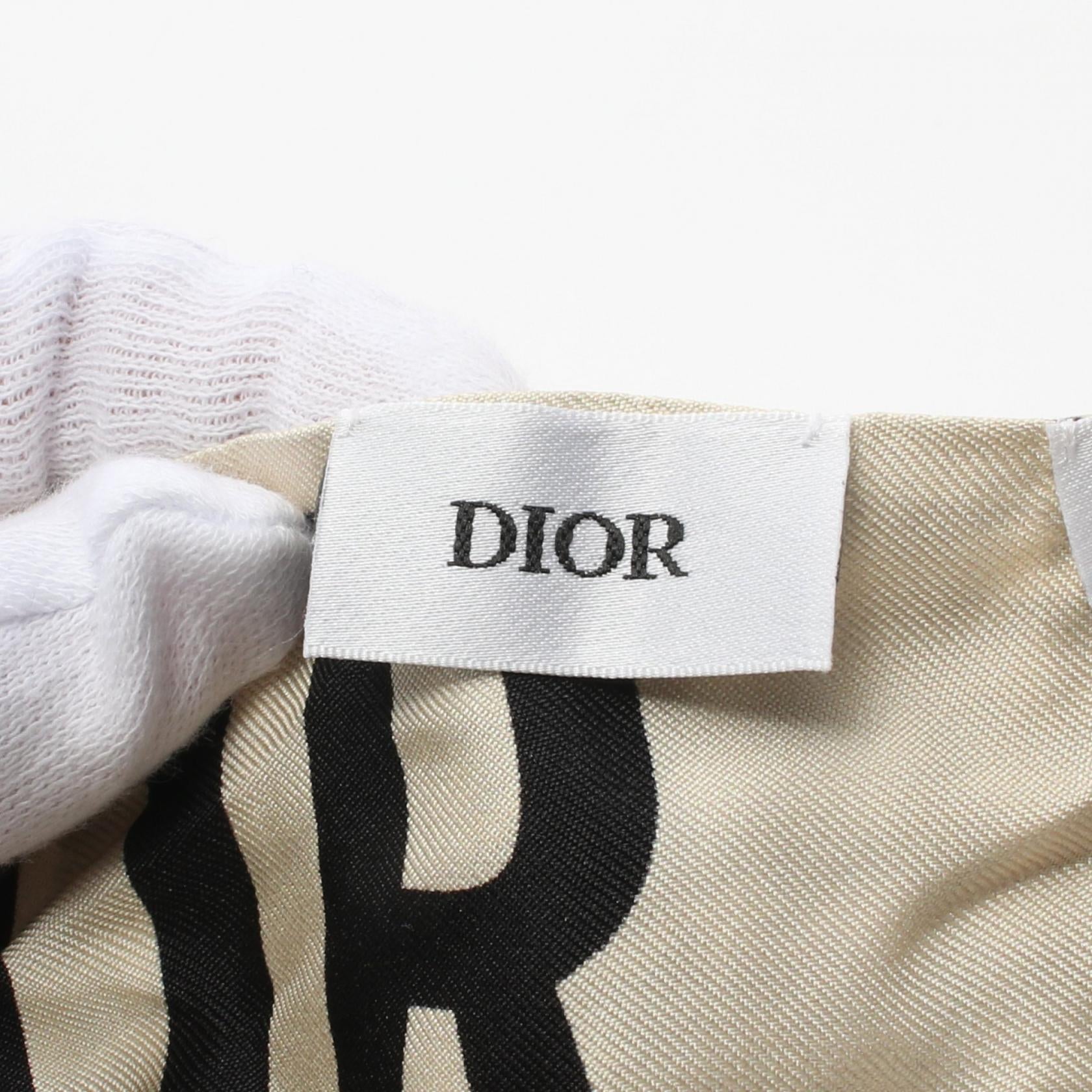 Christian Dior Silk Mitzah Scarf Beige/Black