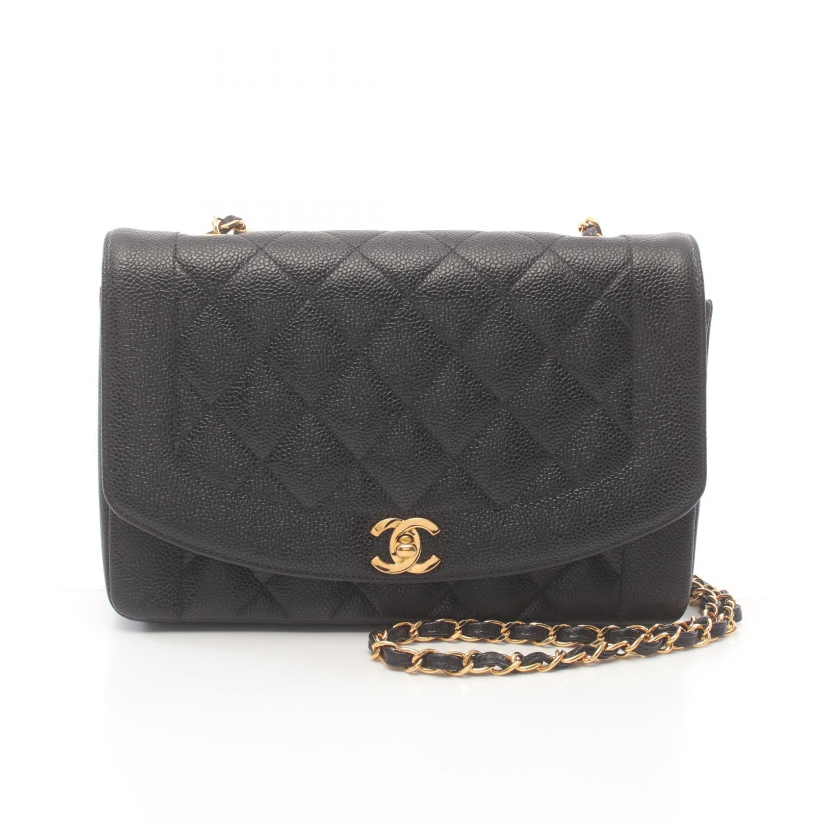 Chanel Diana Flap Shoulder Bag Leather Black