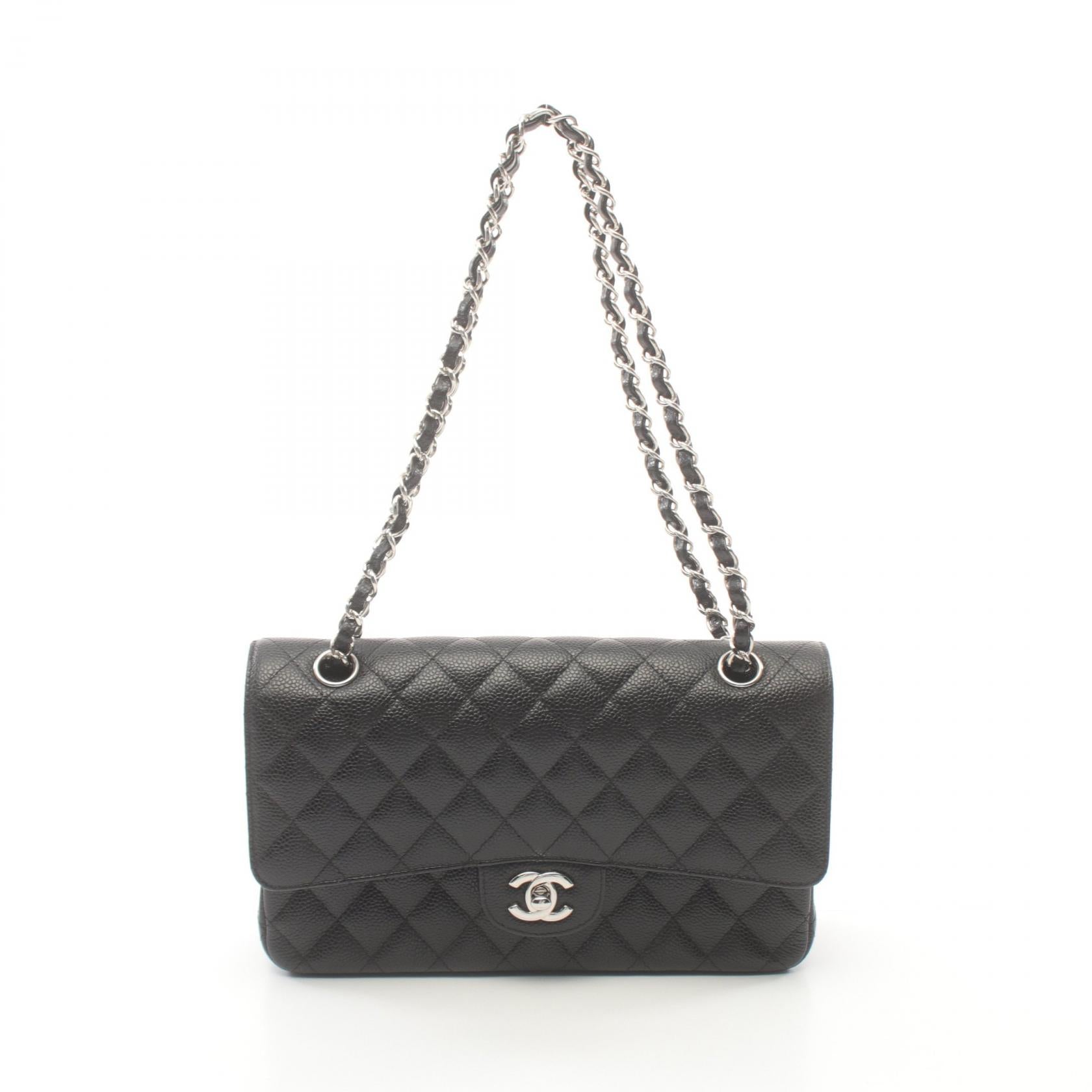 Chanel Matelasse W Flap Shoulder Bag Black