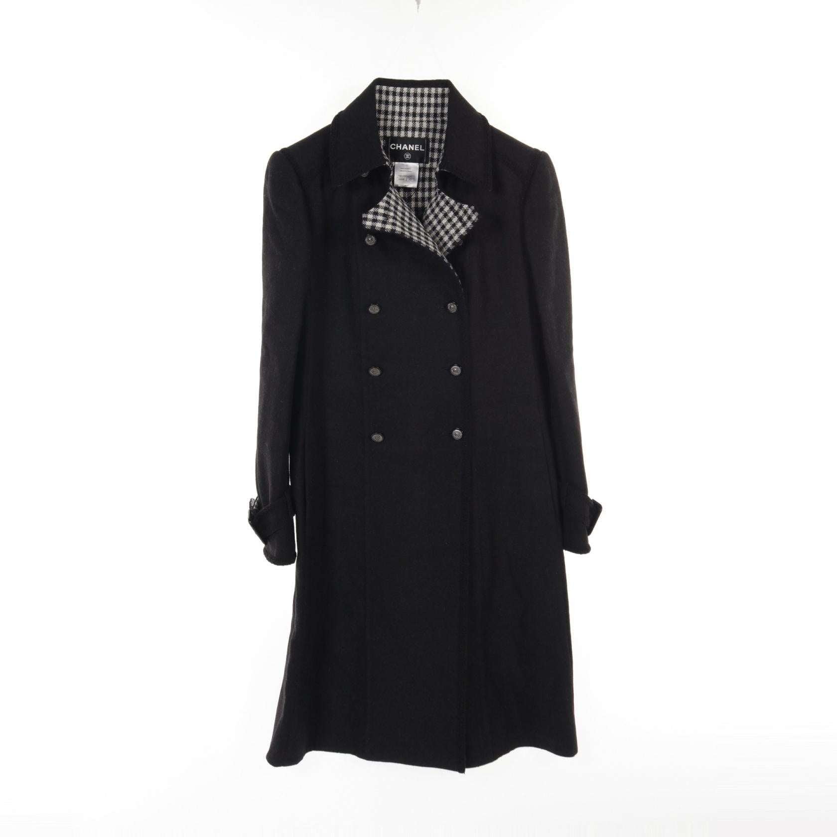 Chanel Wool Coat Coco Mark Button