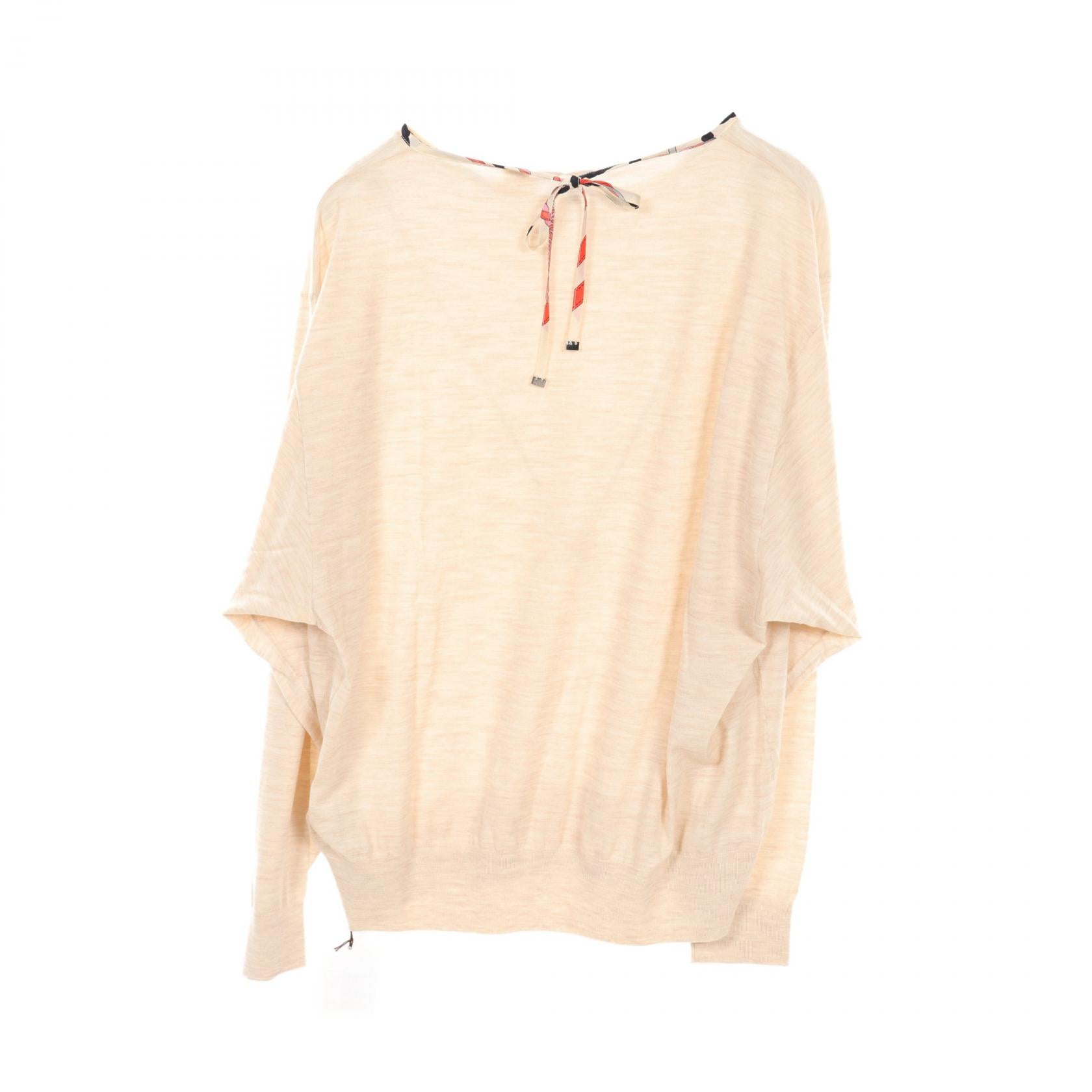 Hermes Wool Knit Top Beige Multicolor