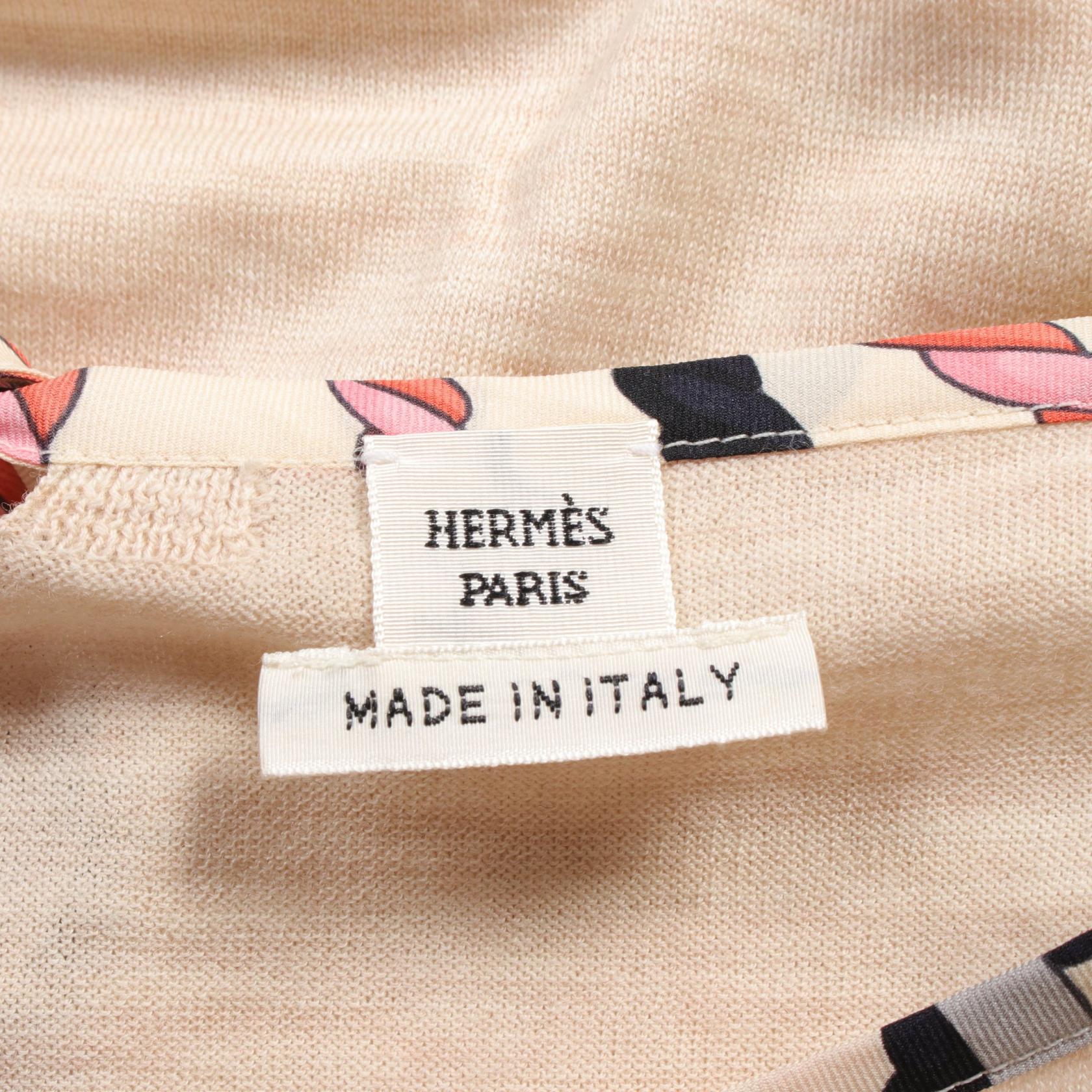 Hermes Wool Knit Top Beige Multicolor