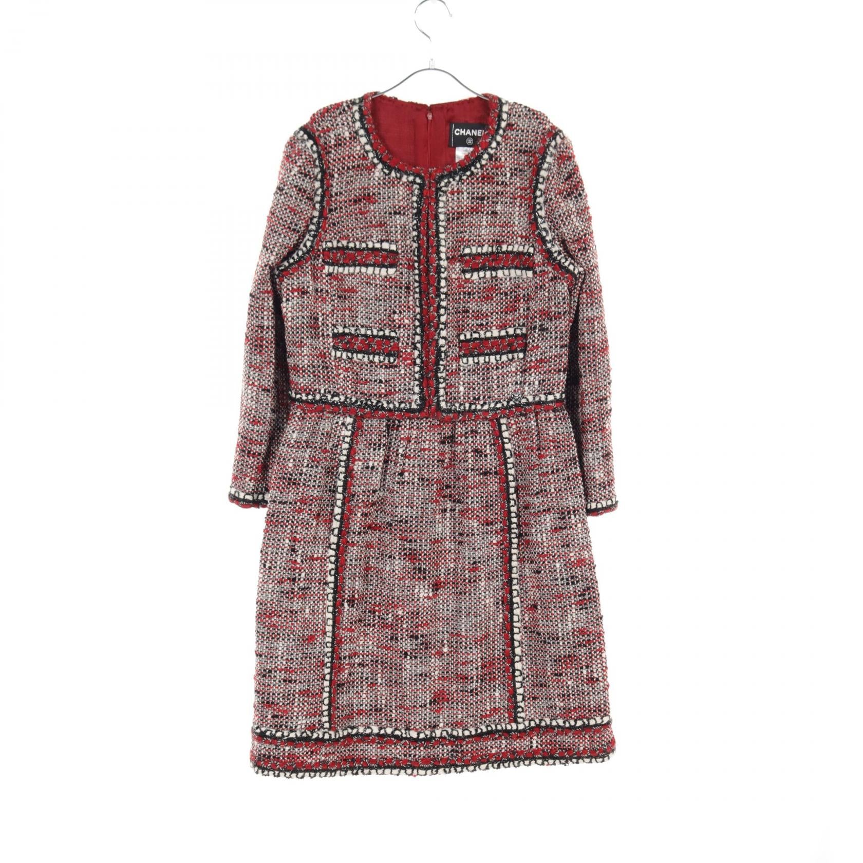 Chanel Wool Dress Red Multicolor