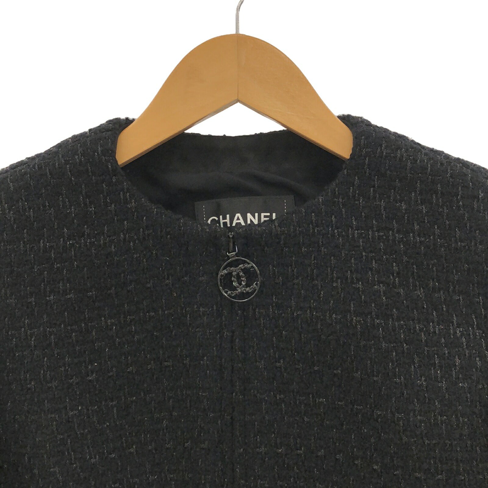 Chanel Wool No-Collar Jacket Black