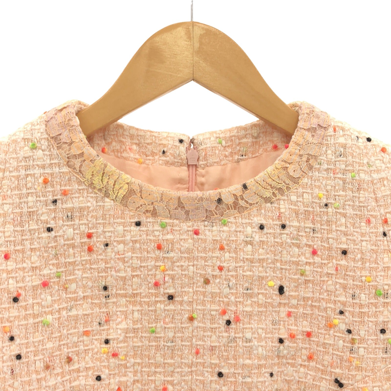 Chanel Tweed Dot Cotton Dress Pink