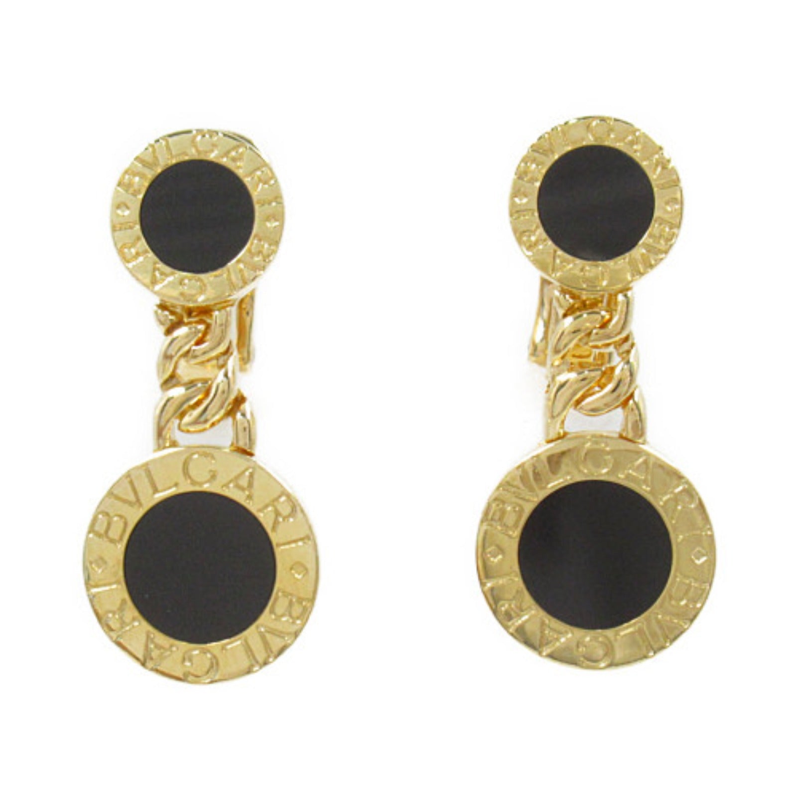 Bvlgari Onyx Earrings K18 Yellow Gold