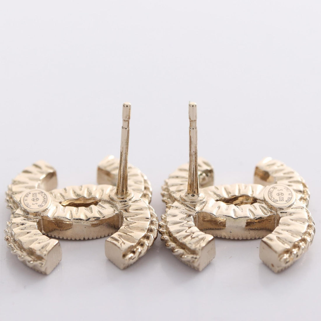 Chanel Coco Mark Earrings Gold Rhinestone