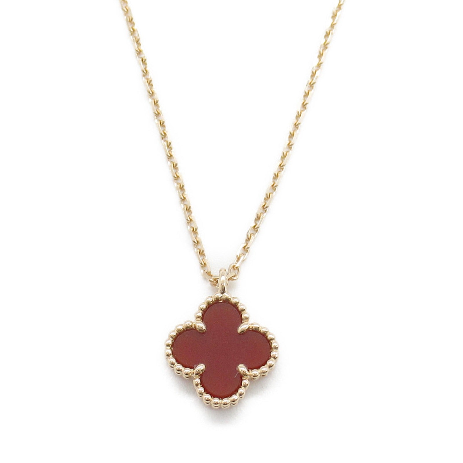 Van Cleef & Arpels Sweet Alhambra Necklace Carnelian K18PG