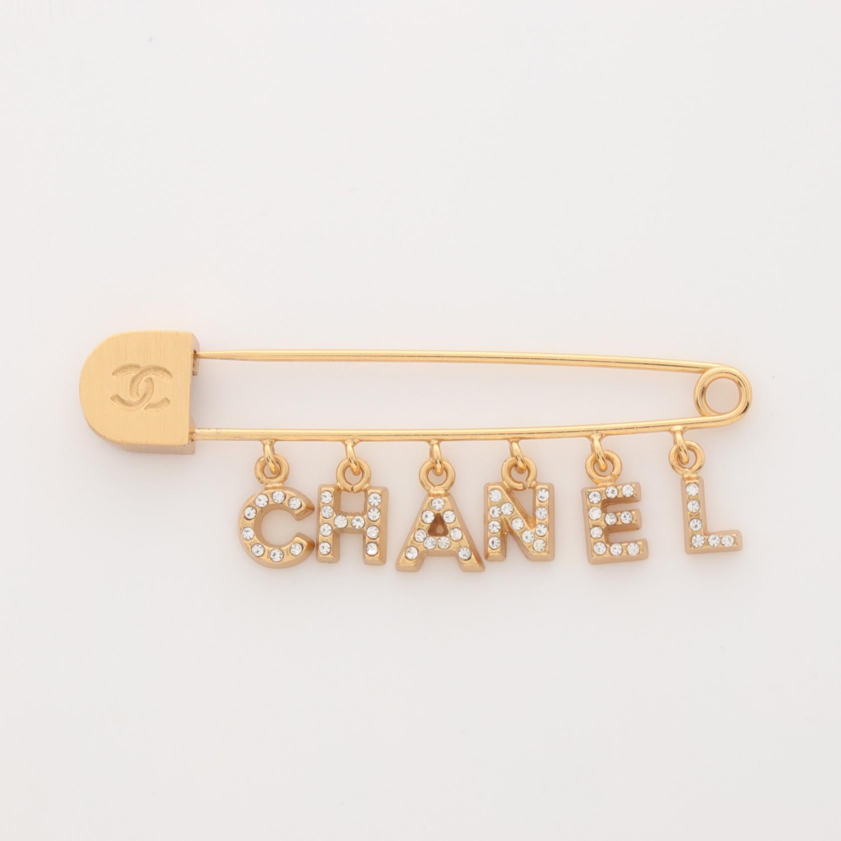 Chanel Gold Plated Rhinestone Brooch