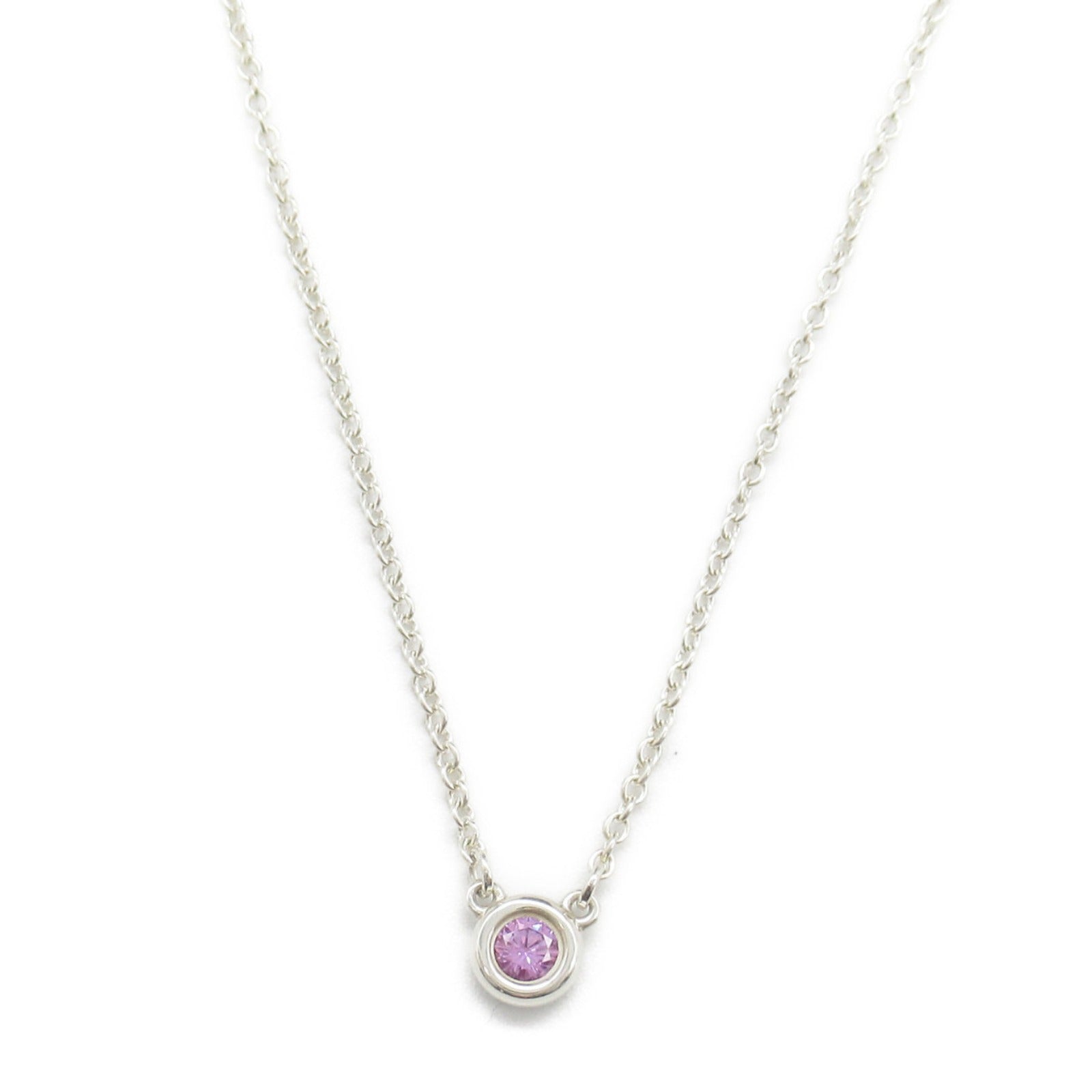 Tiffany & Co Silver Pink Sapphire Necklace