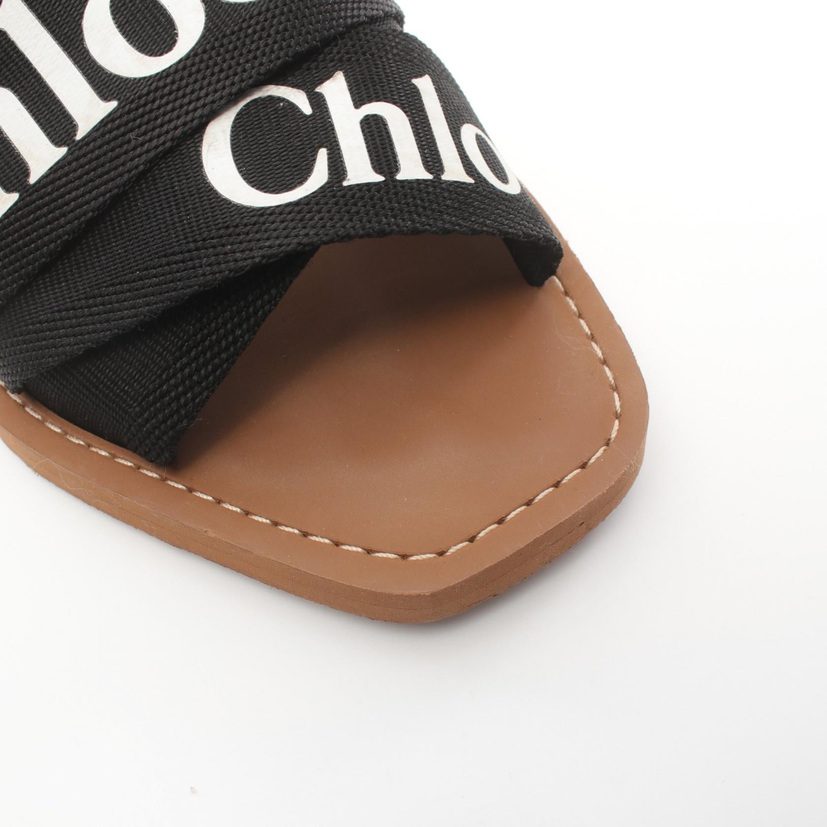 Chloe WOODY Fabric Sandals Black