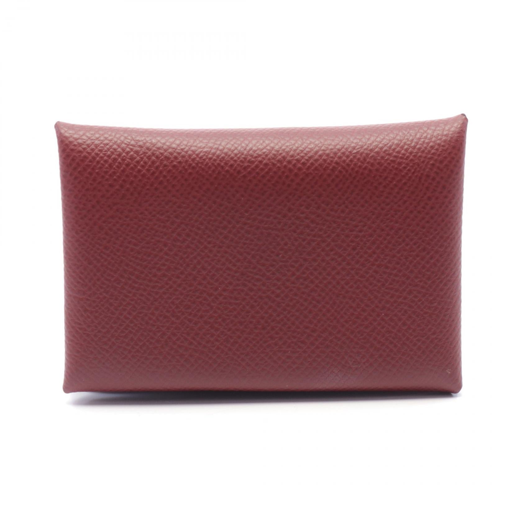 Hermes Calvi Verso Coin Case Wallet Bordeaux