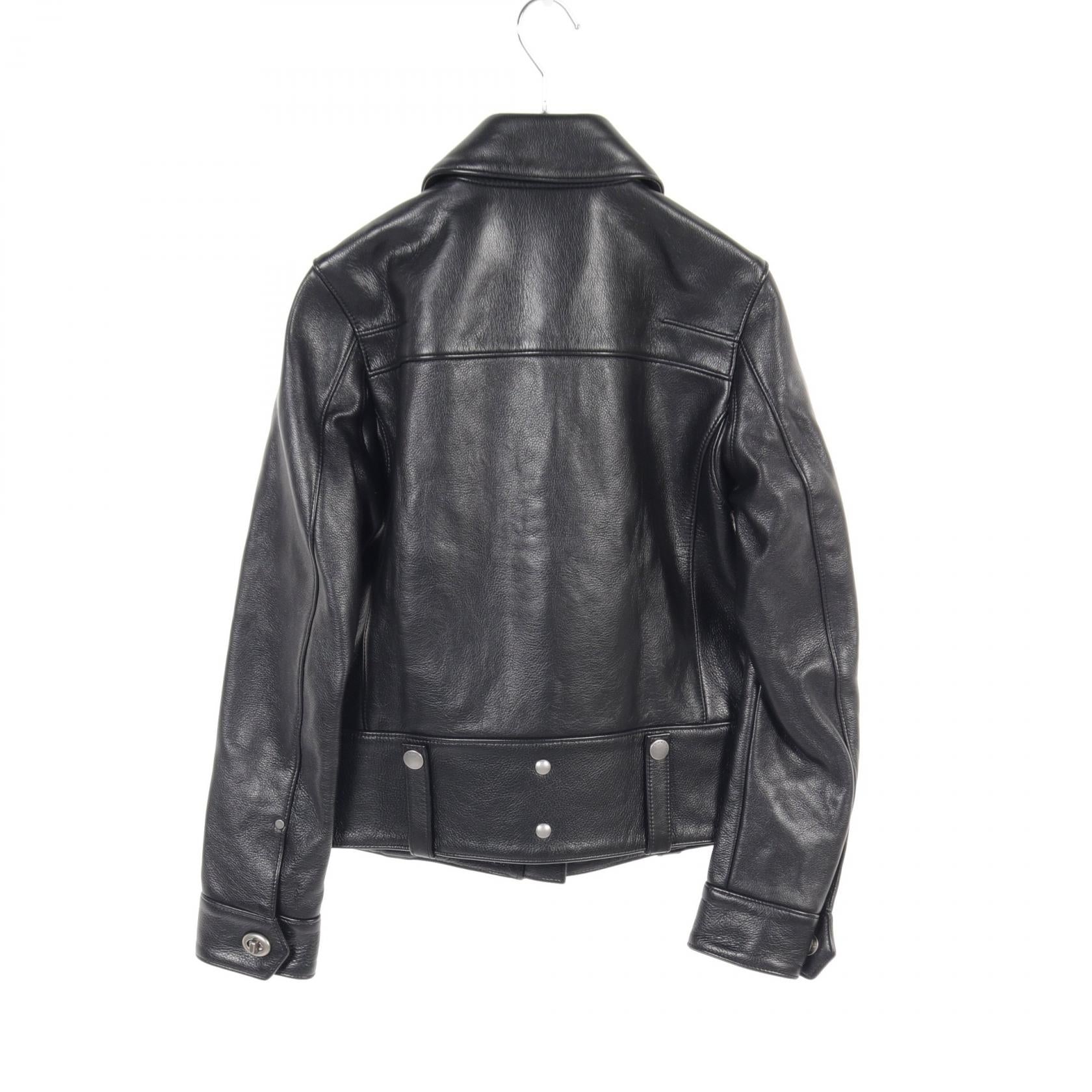 Coach Calf Leather Jacket Women Black