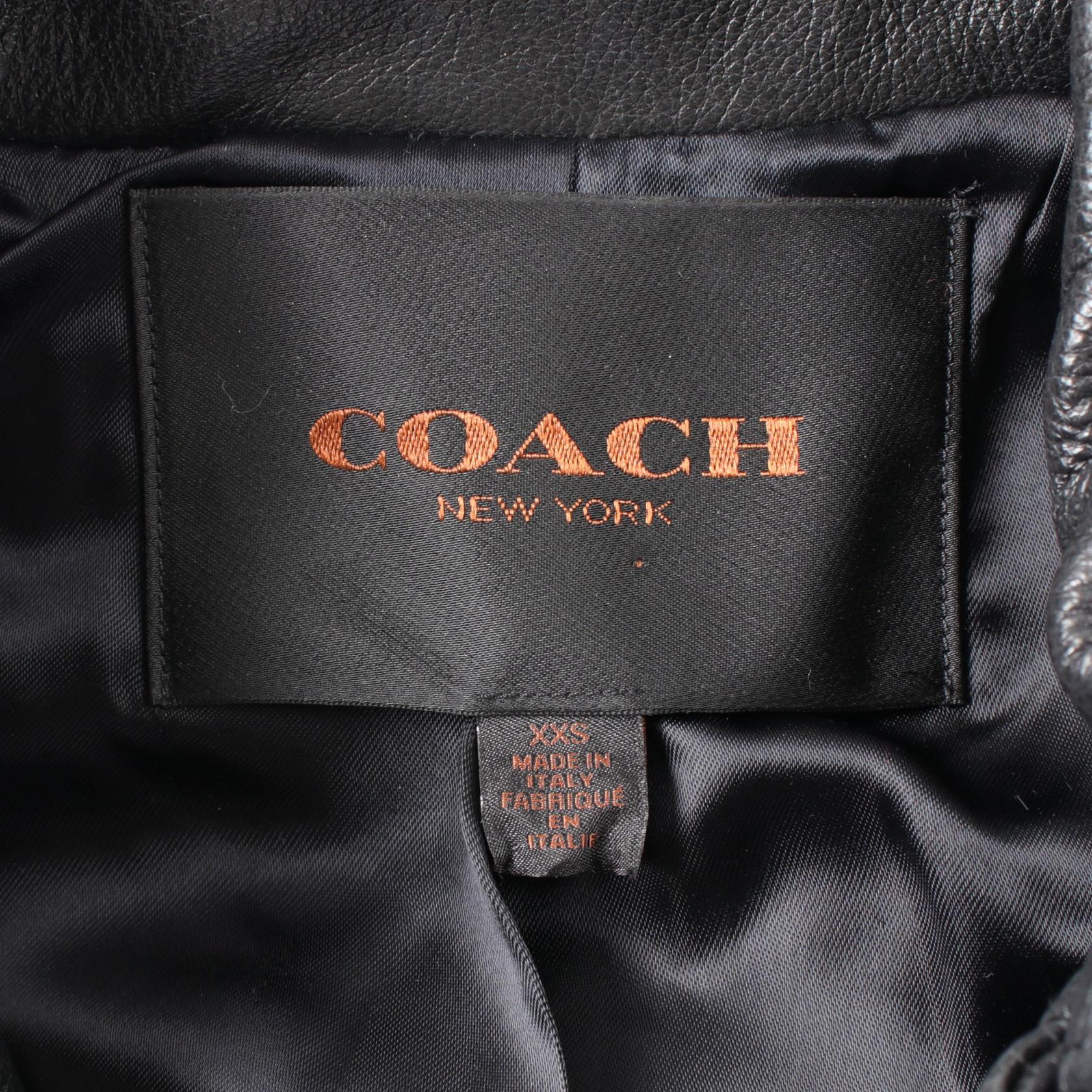 Coach Calf Leather Jacket Women Black