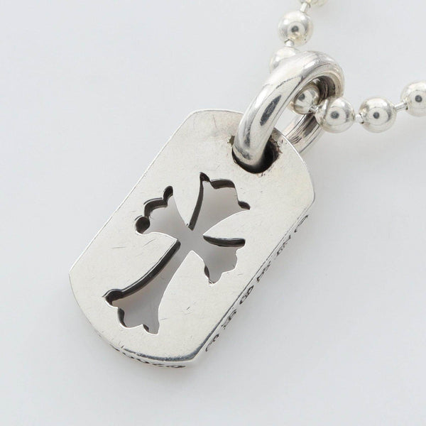 Chrome Hearts Tiny Cutout Cross Dog Tag Silver Necklace