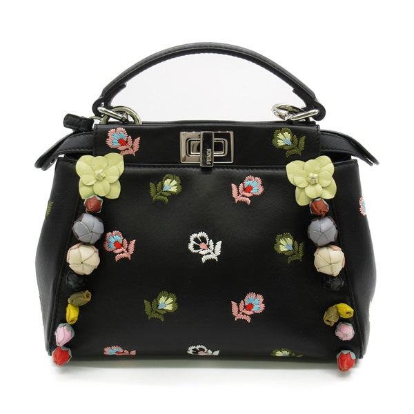 Mini Peekaboo Embroidered Flower Leather Handbag 8BN244