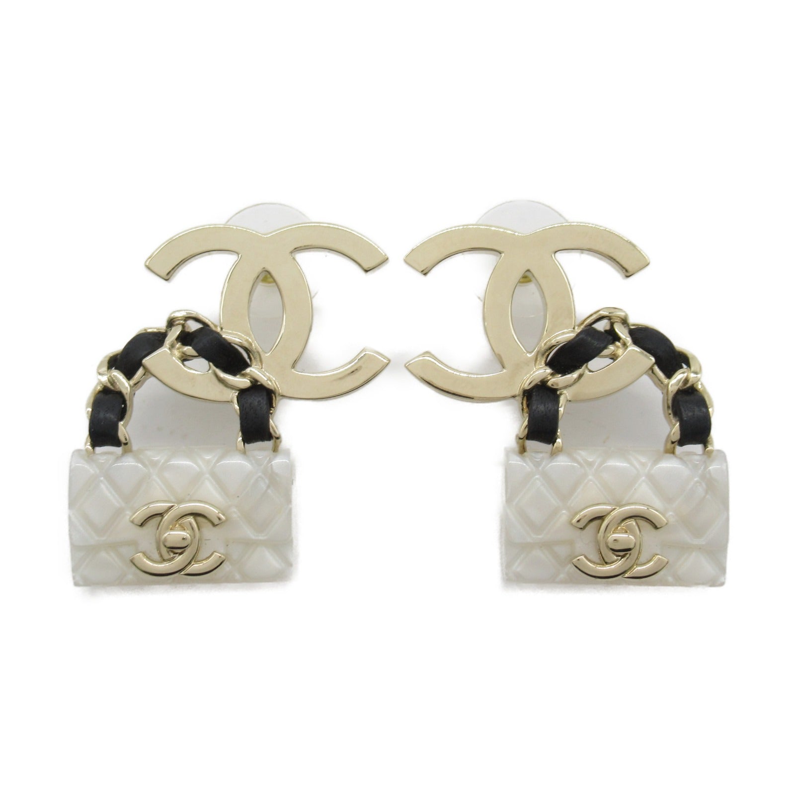 Chanel CC Matelasse Bag Earrings Metal Earrings B23C in Great Condition