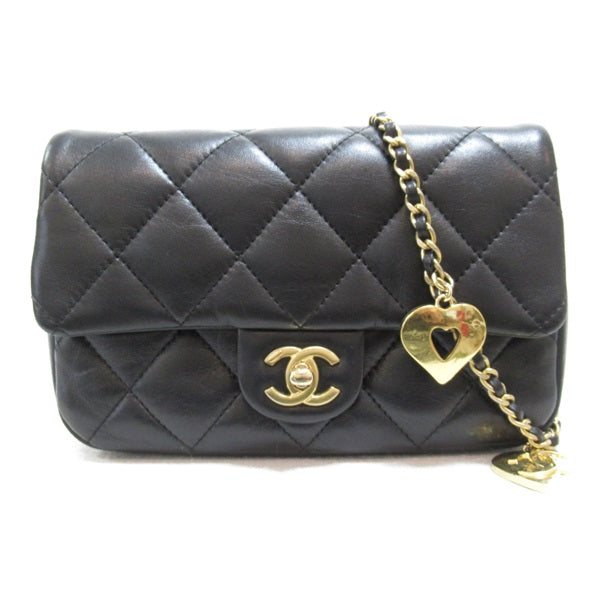 Quilted Leather 22B Heart Charms Mini Flap Bag AS3456