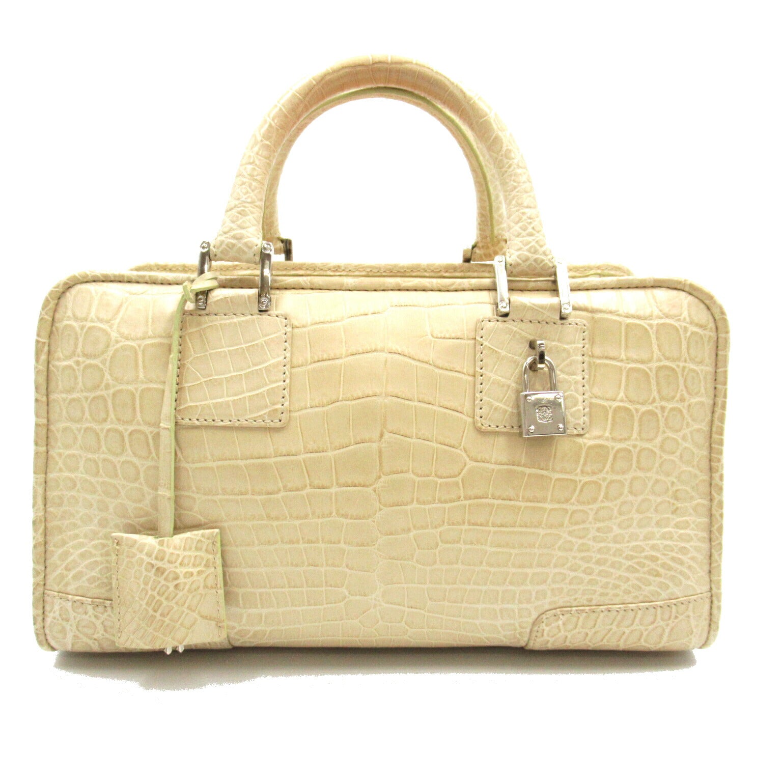 Loewe Amazona 28 Croc Handbag Beige