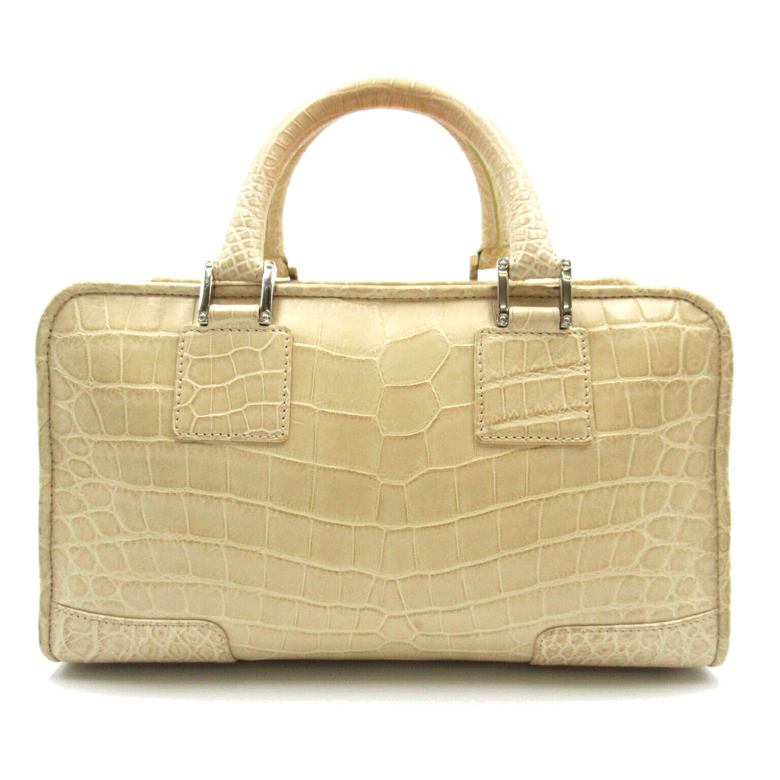 Loewe Amazona 28 Croc Handbag Beige