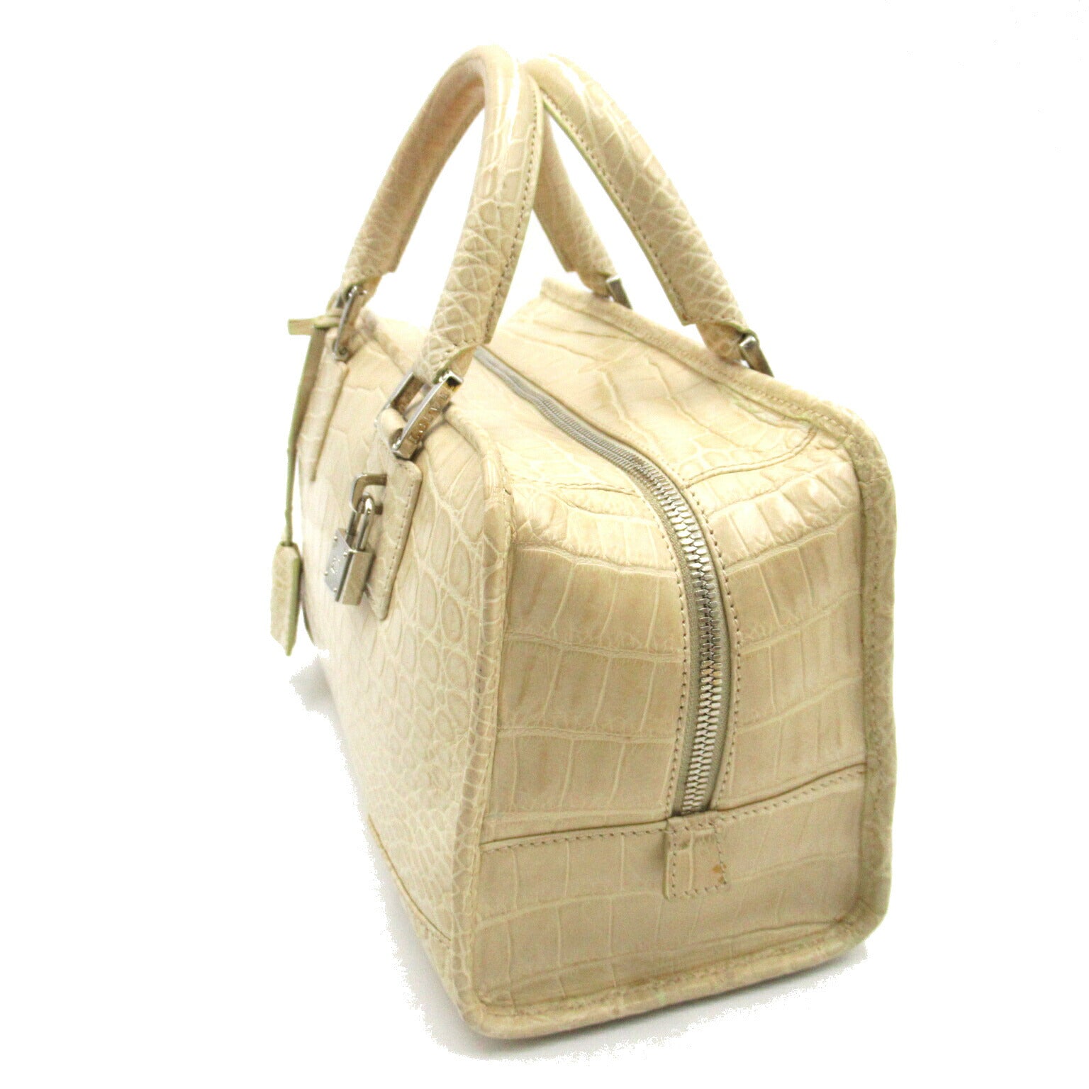 Loewe Amazona 28 Croc Handbag Beige