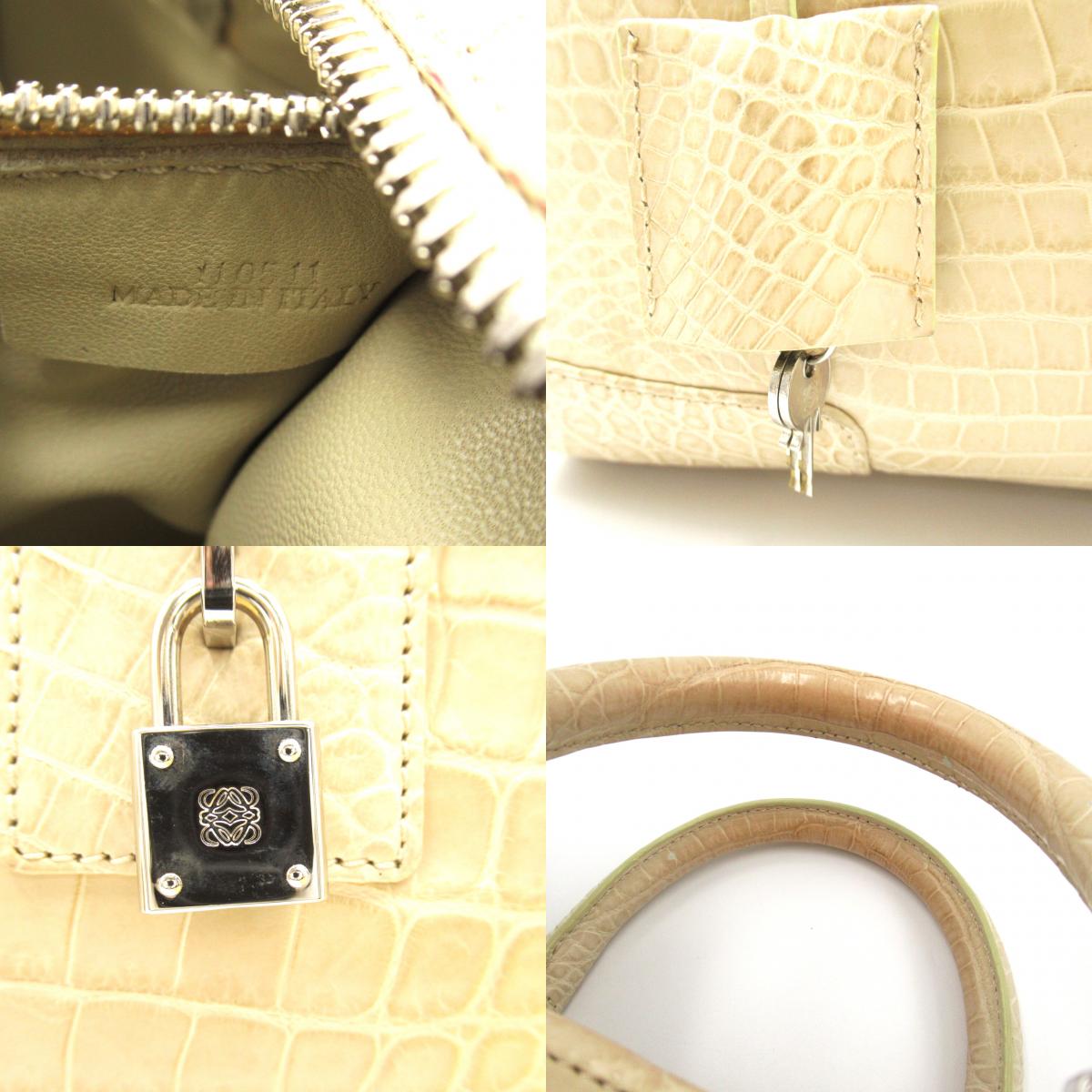 Loewe Amazona 28 Croc Handbag Beige