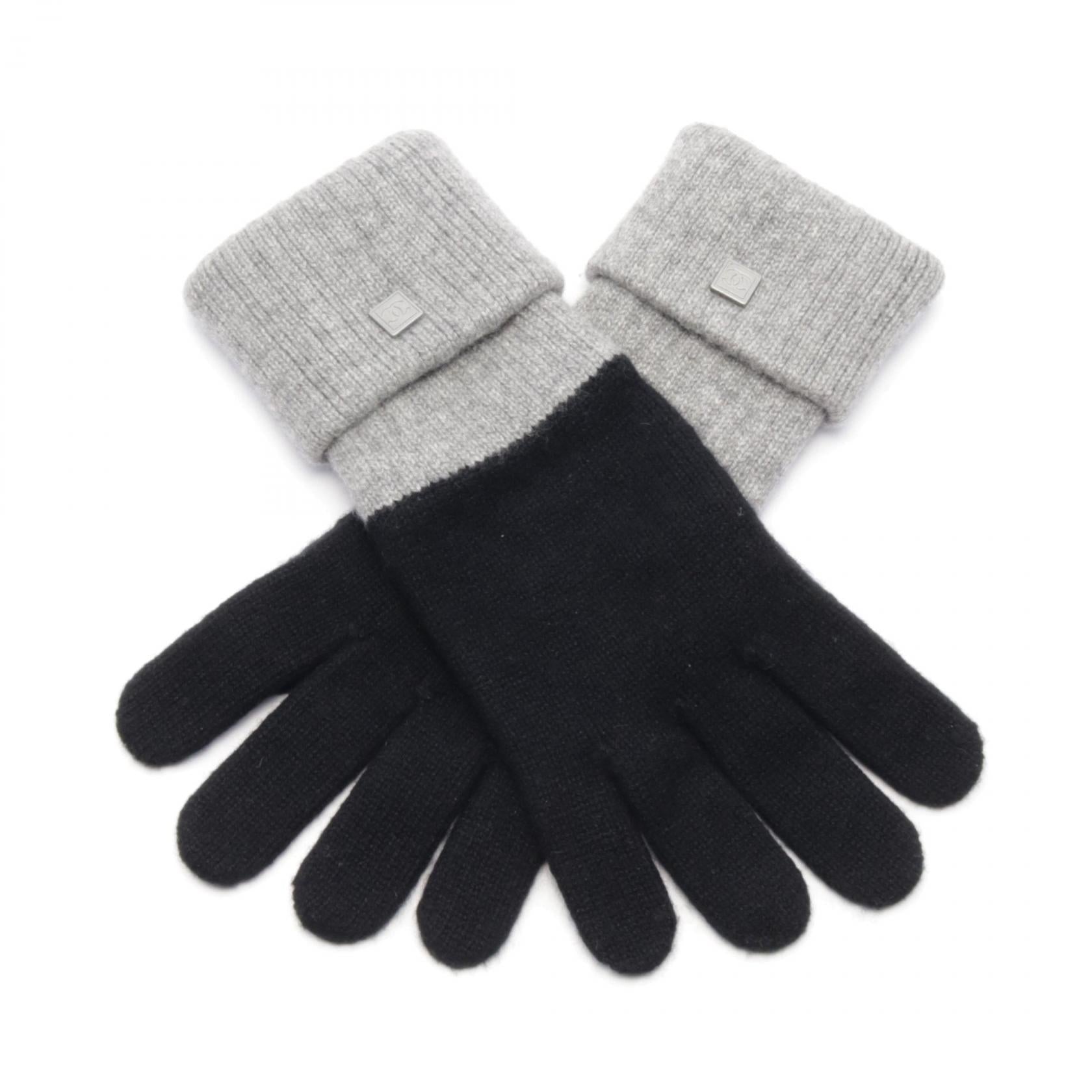 Chanel Cashmere Gloves Black/Gray