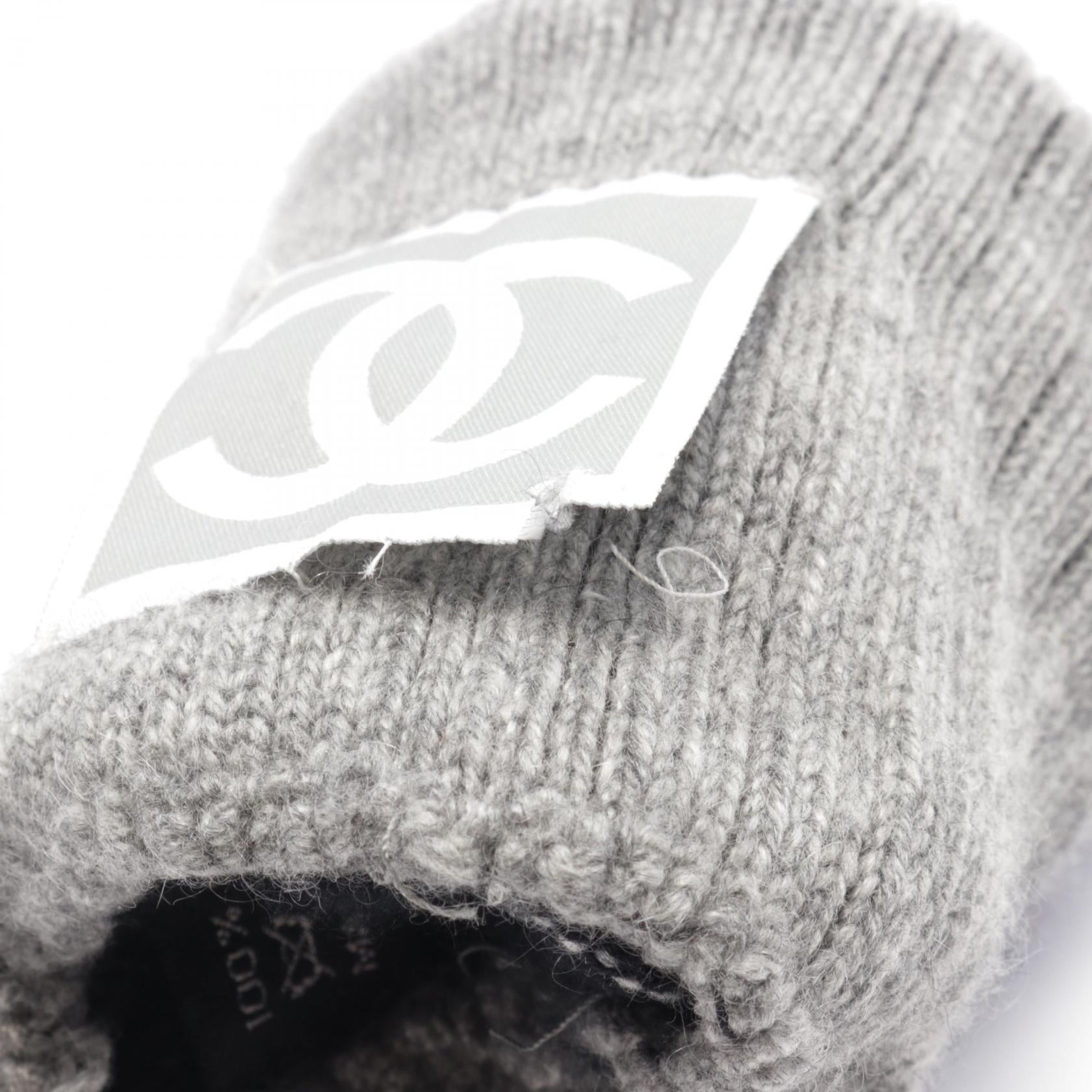 Chanel Cashmere Gloves Black/Gray