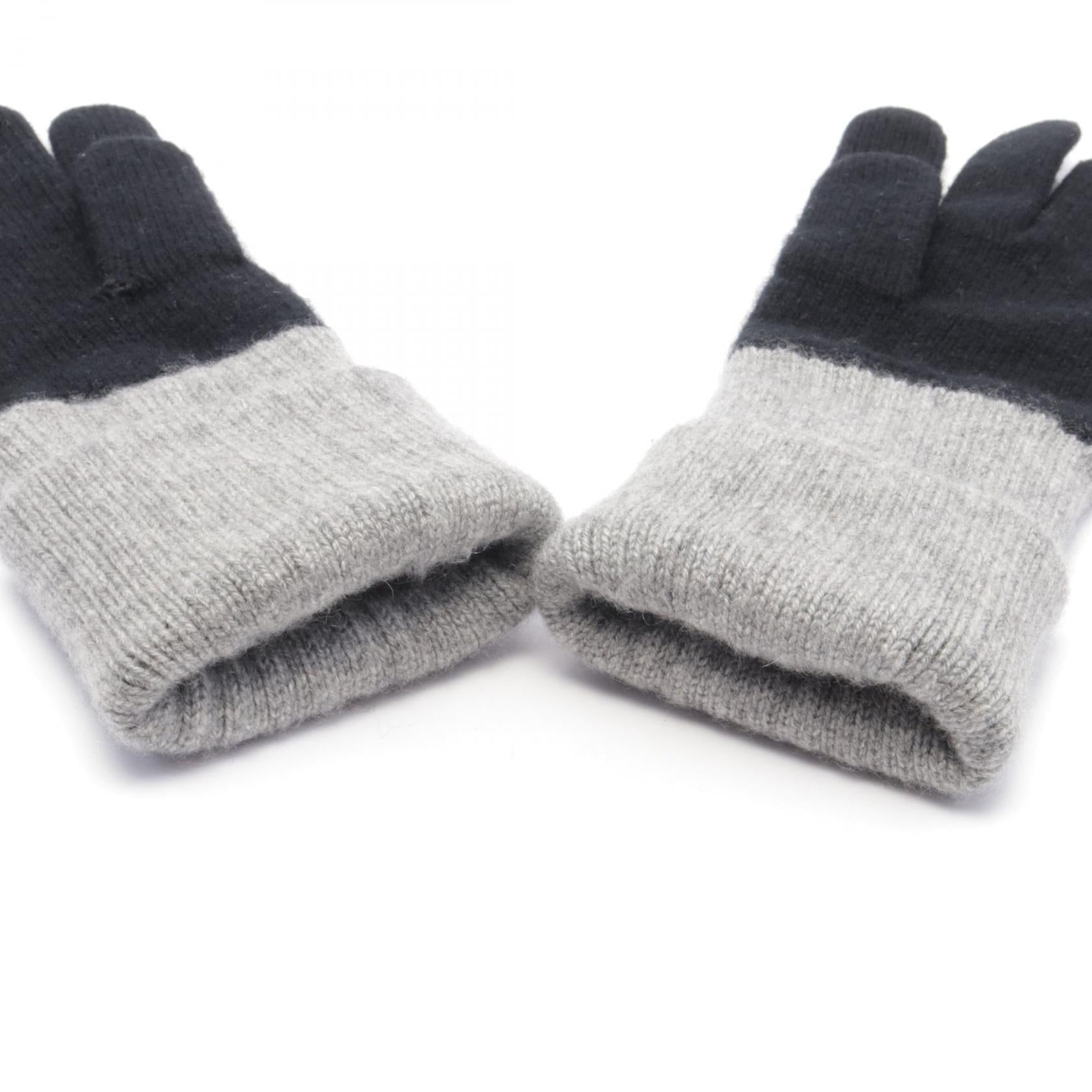 Chanel Cashmere Gloves Black/Gray