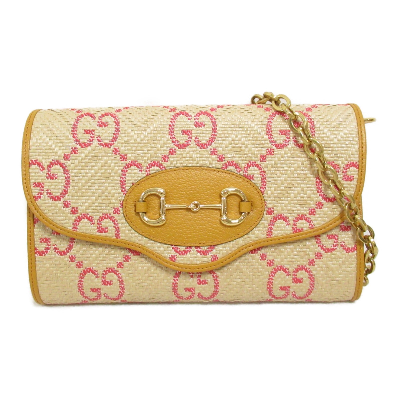 Gucci Leather Straw Shoulder Bag 677296