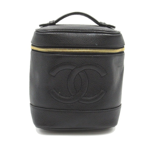 Chanel CC Caviar Vertical Vanity Case Leather Handbag in Good condition