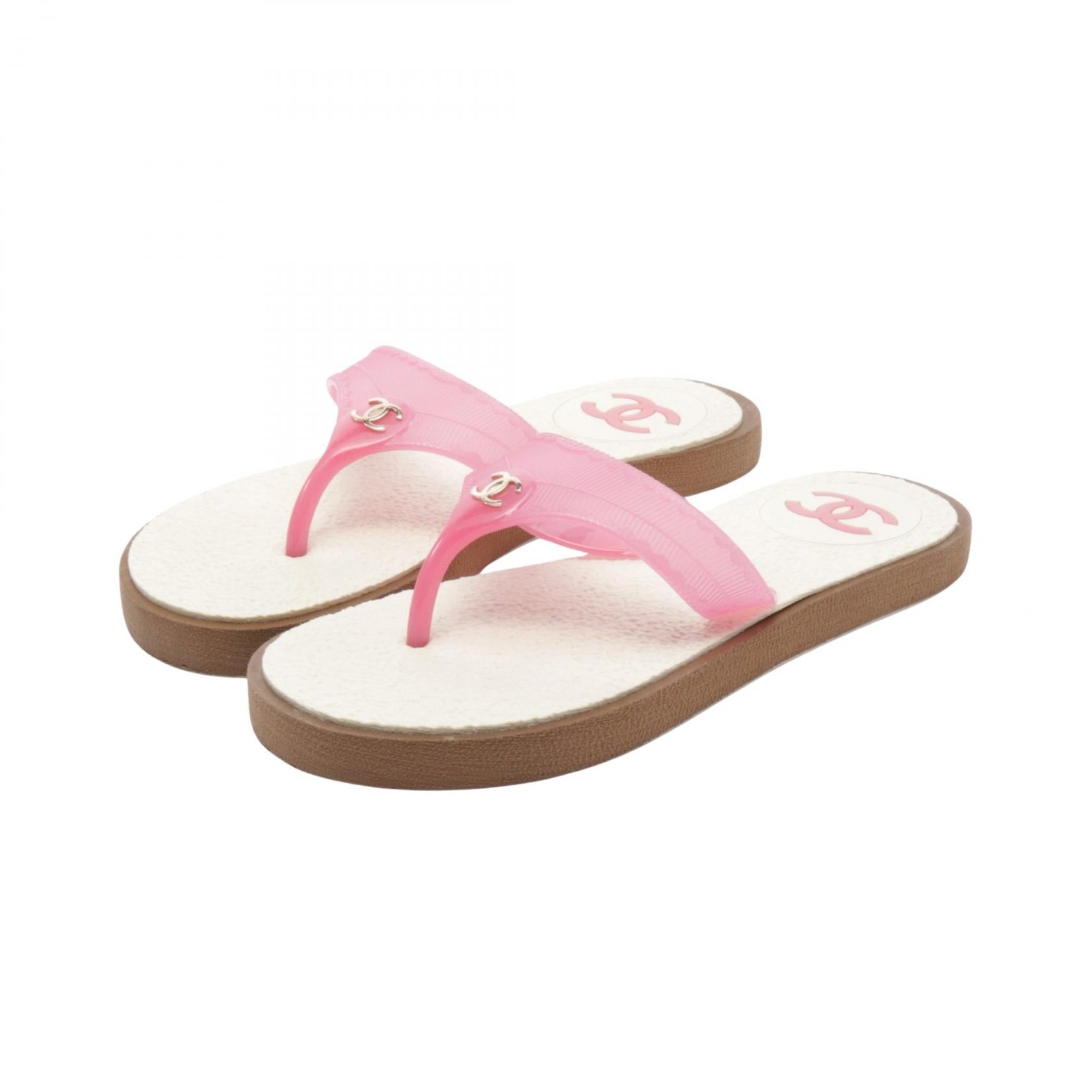 Chanel Coco Mark Beach Sandals Pink