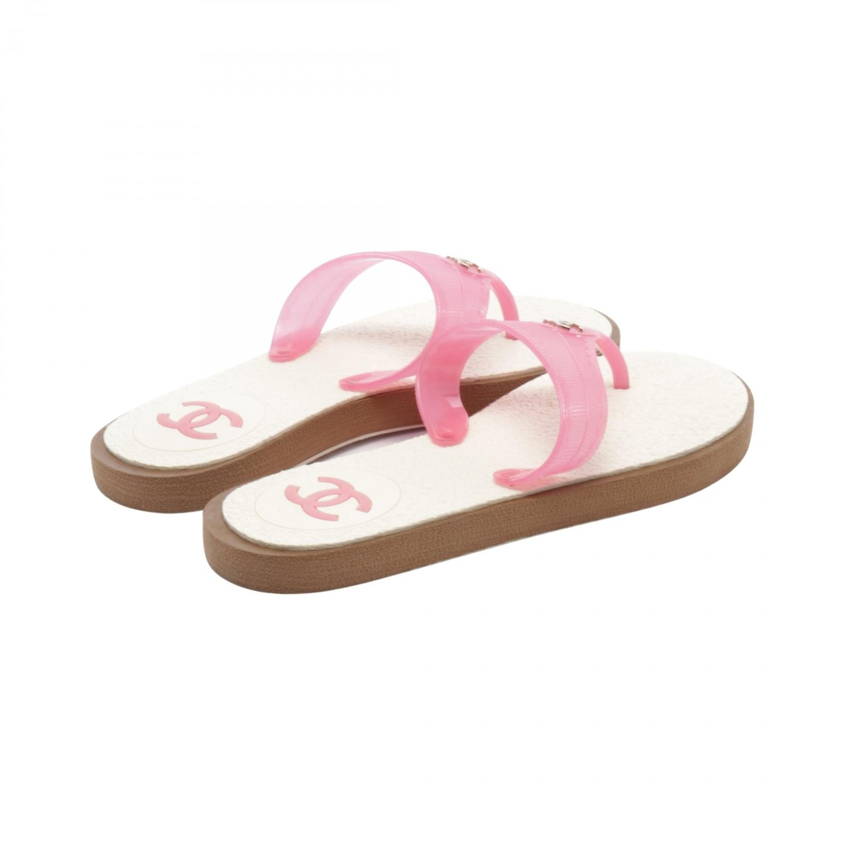 Chanel Coco Mark Beach Sandals Pink