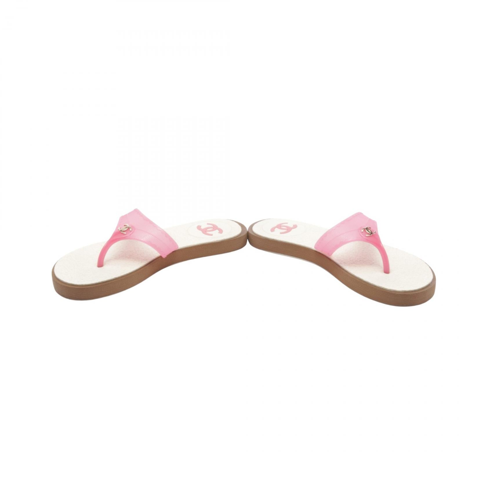 Chanel Coco Mark Beach Sandals Pink