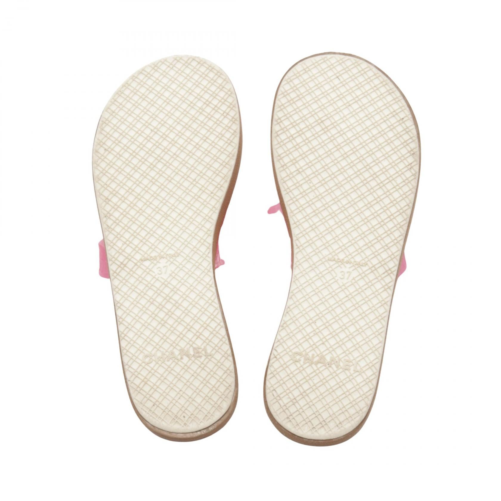 Chanel Coco Mark Beach Sandals Pink