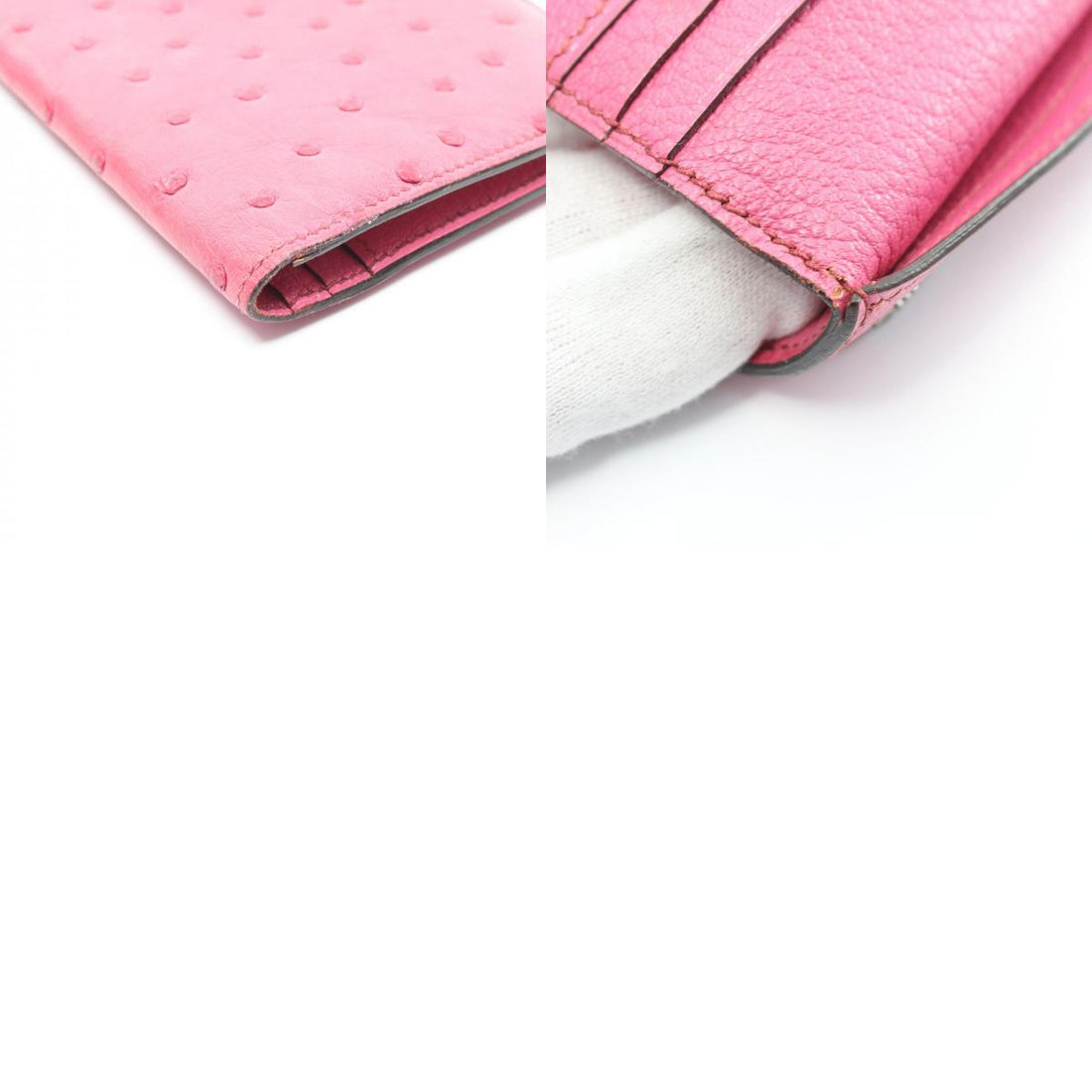 Hermes Ostrich Bearn Classic Pink Long Wallet