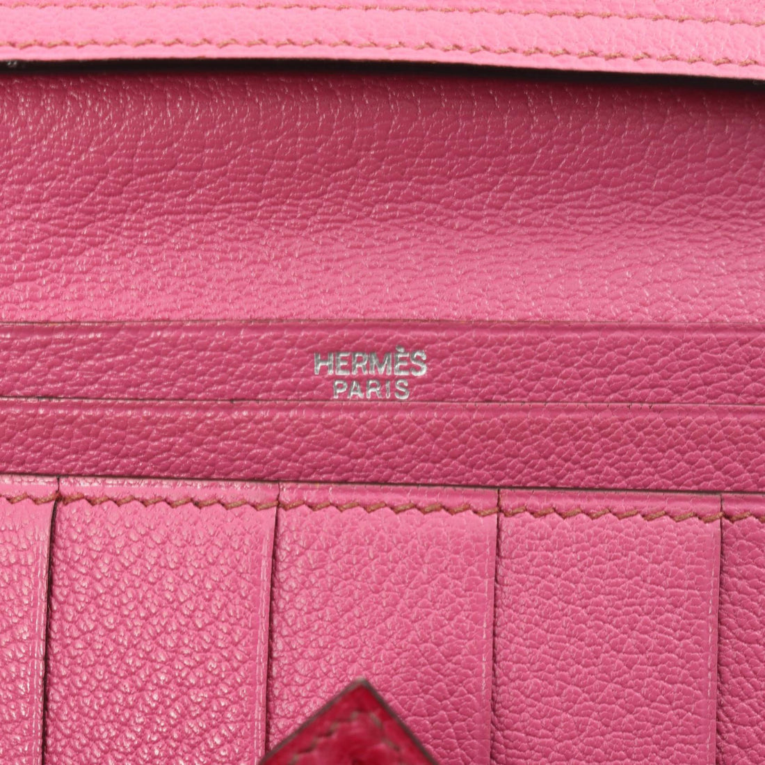 Hermes Ostrich Bearn Classic Pink Long Wallet