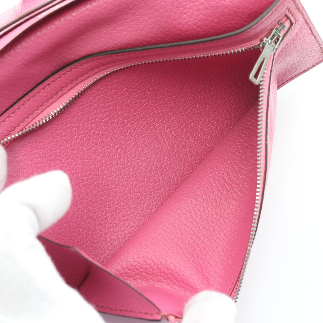 Hermes Ostrich Bearn Classic Pink Long Wallet